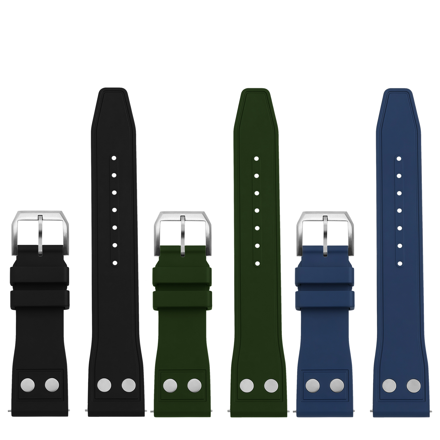 Water- and sweat-resistant fluororubber watch straps compatible with IWC, Tudor and Breitling watches – 20, 21 and 22 mm