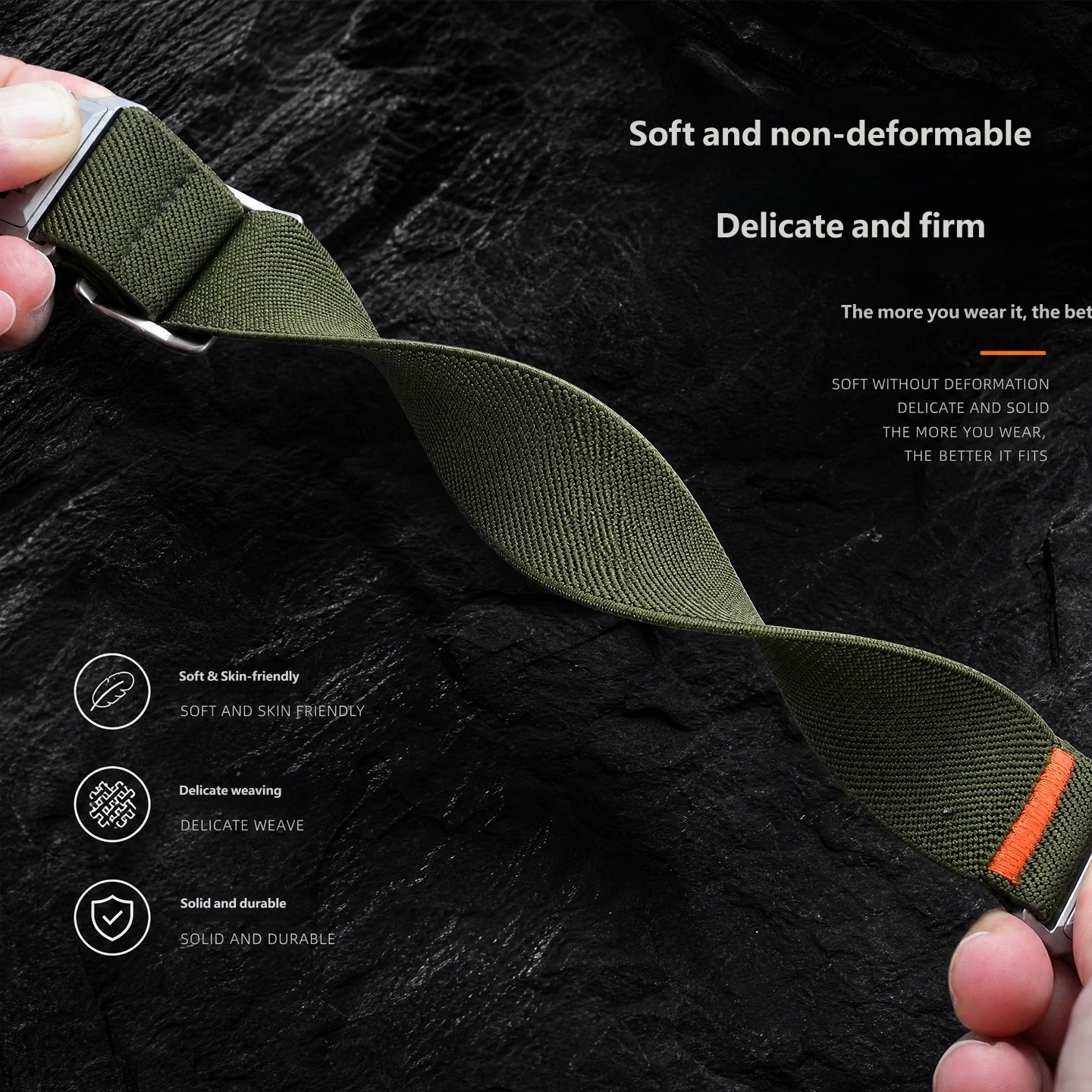 Compatible with Garmin Fenix 9 Pro, Fenix 8, 7X, 6X and 5X elastic nylon canvas watch straps