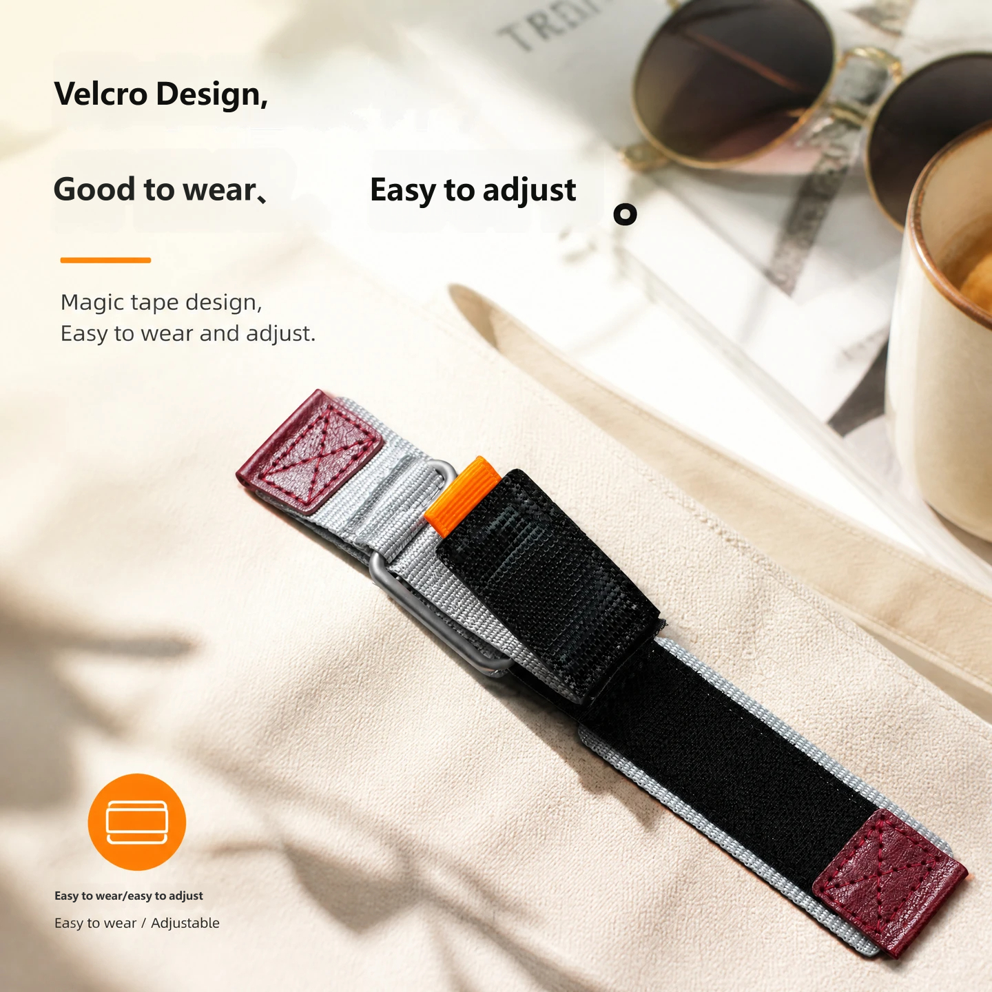 Compatible with Casio GA-2100/2110: Customised Velcro nylon canvas watch strap, 16mm