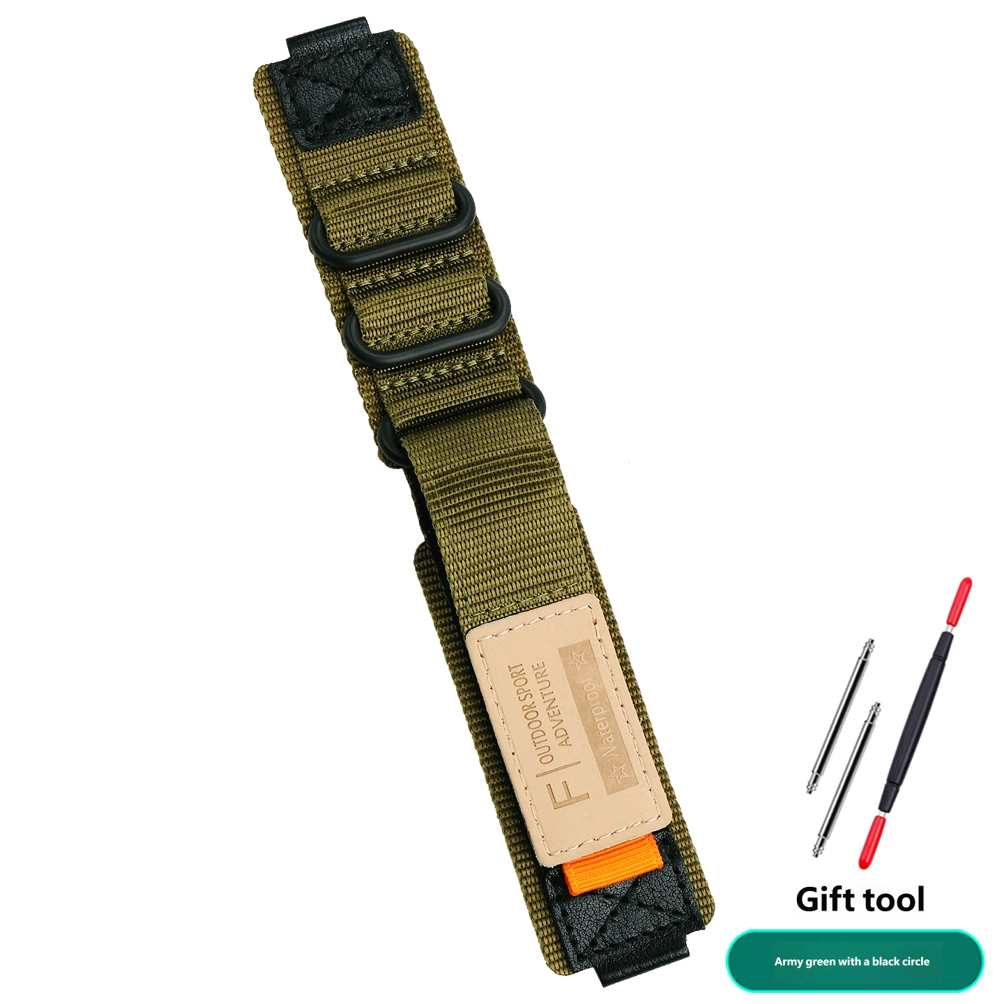 Compatible with Casio GA-2100/2110: Customised Velcro nylon canvas watch strap, 16mm