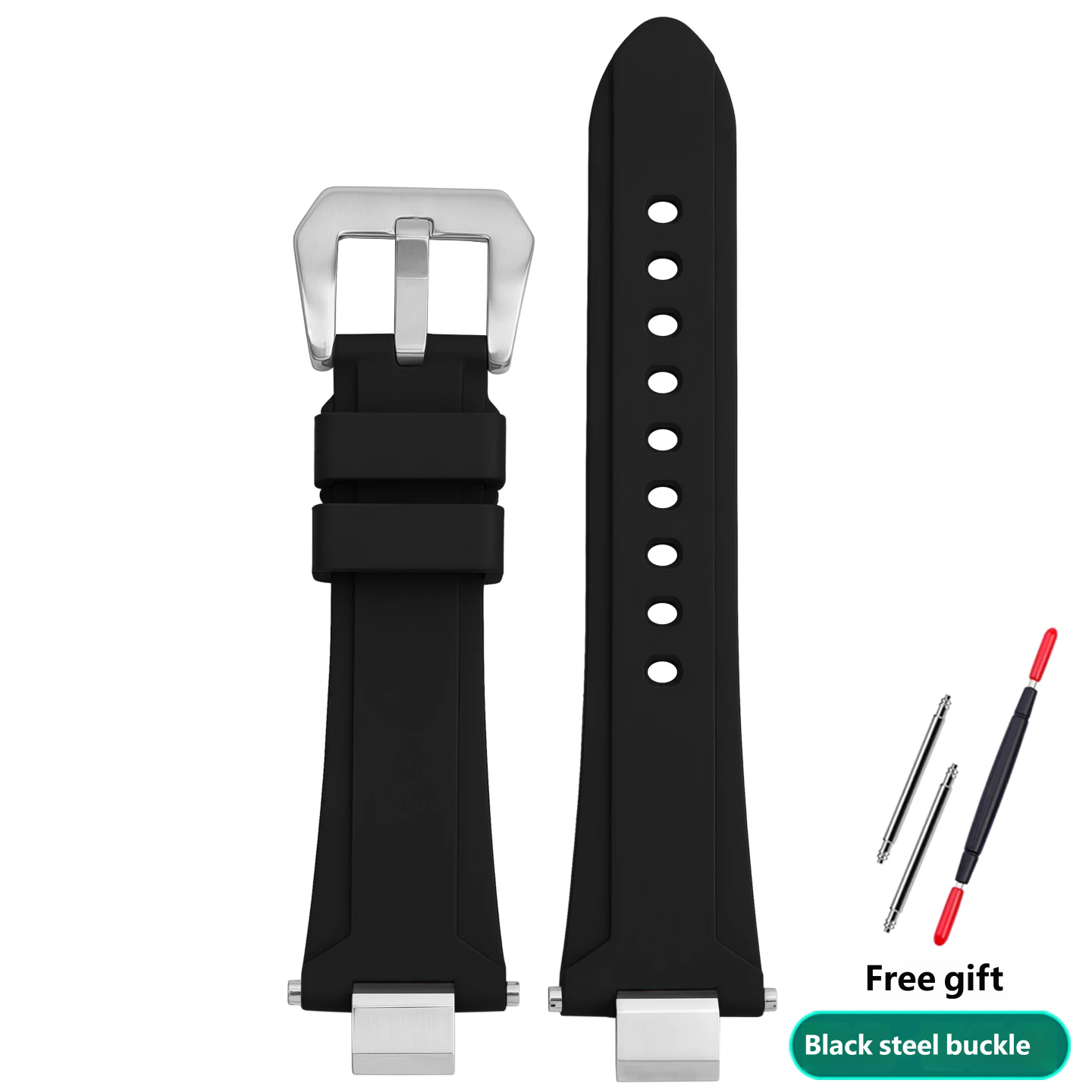 Compatible with the Casio ECB-2000 waterproof fluororubber watch strap, 12 mm