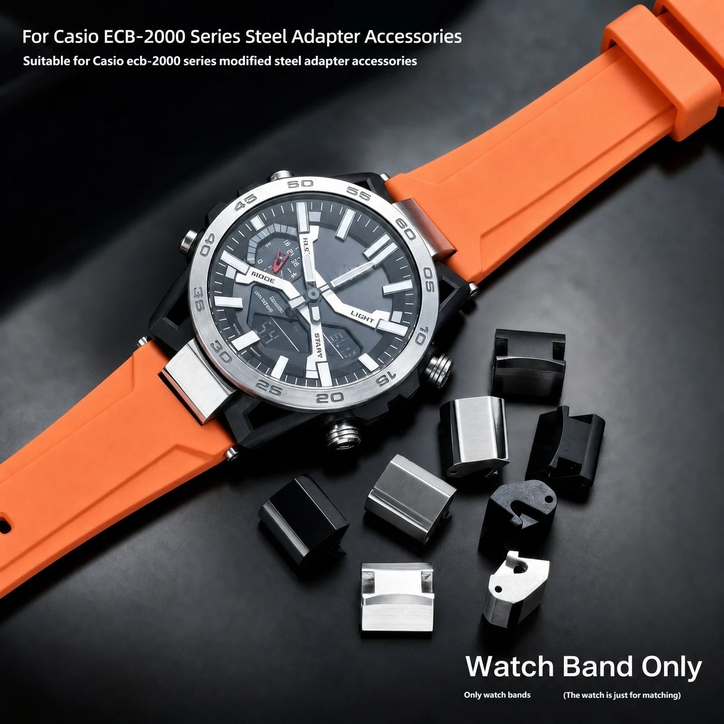 Stainless steel adapter accessories compatible with the Casio ECB-2000 series