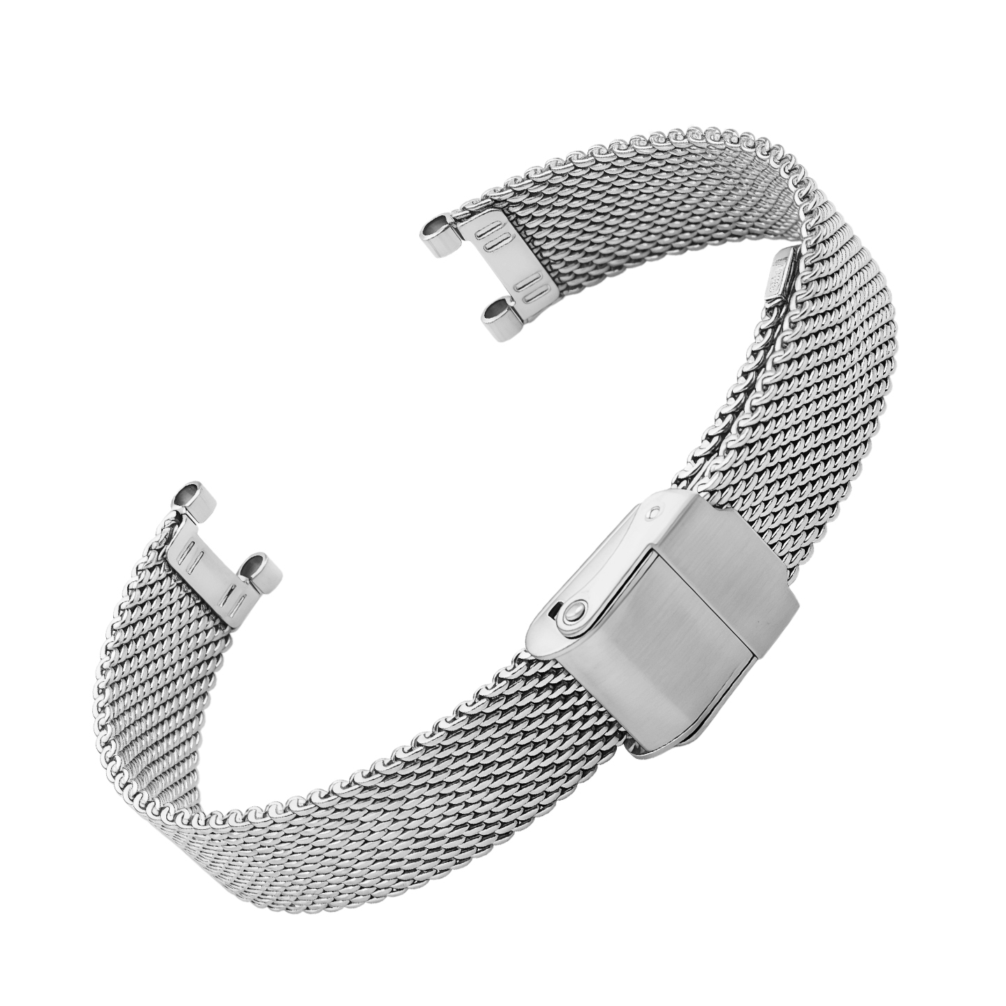 Stainless steel notched mesh strap compatible with Fossil/Rossini ‘Little Green’ watches, 12 × 7 mm