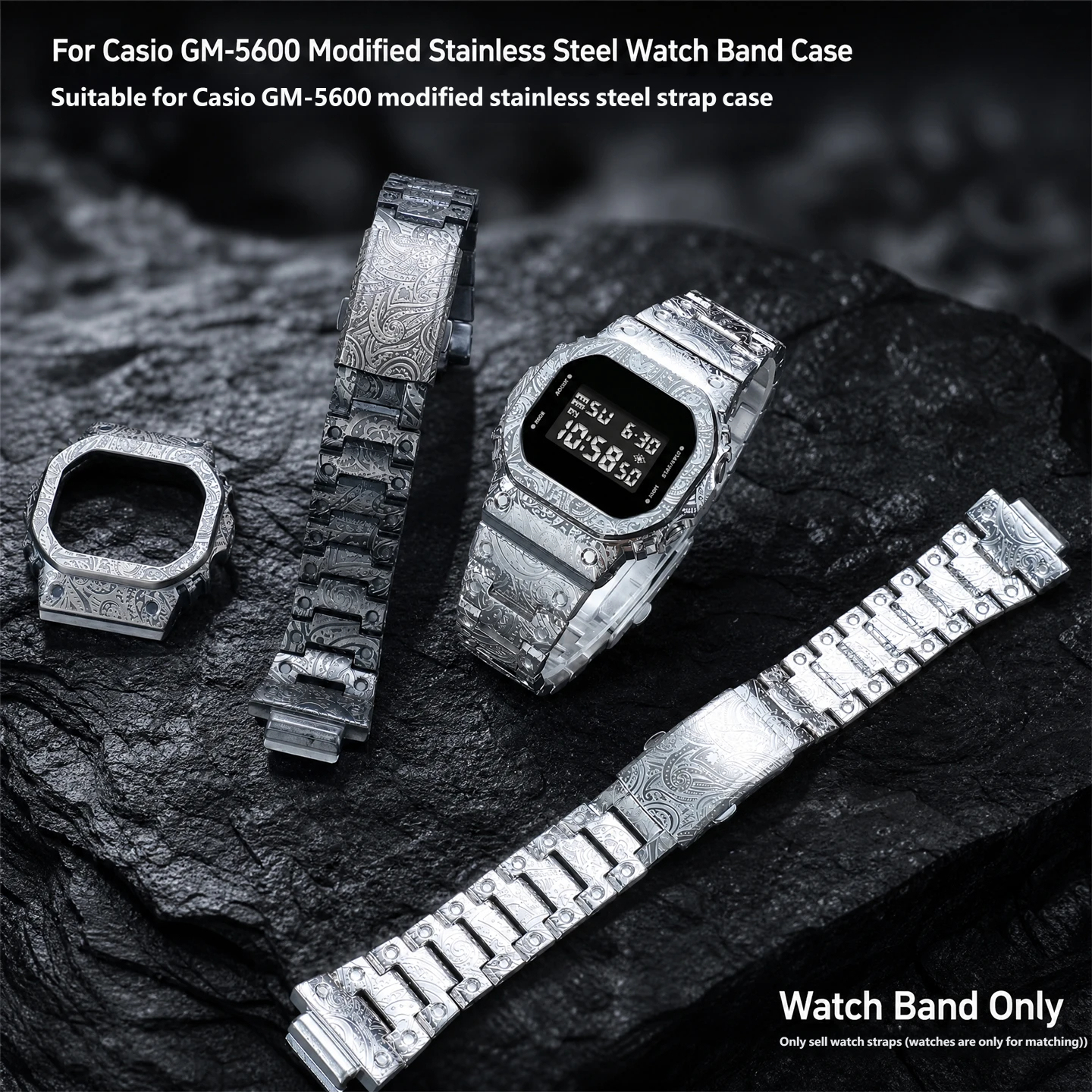 Compatibility Casio GM-5600 Stainless Steel Watch Strap and Case Set