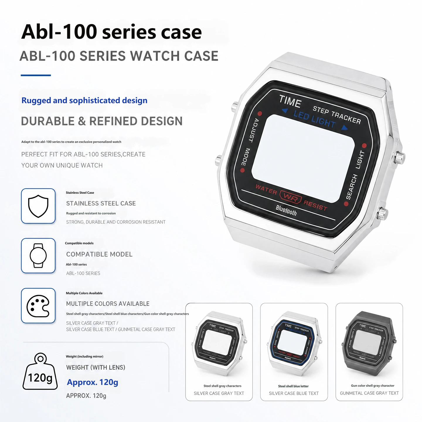 Compatible with the Casio ABL-100 modified stainless steel case
