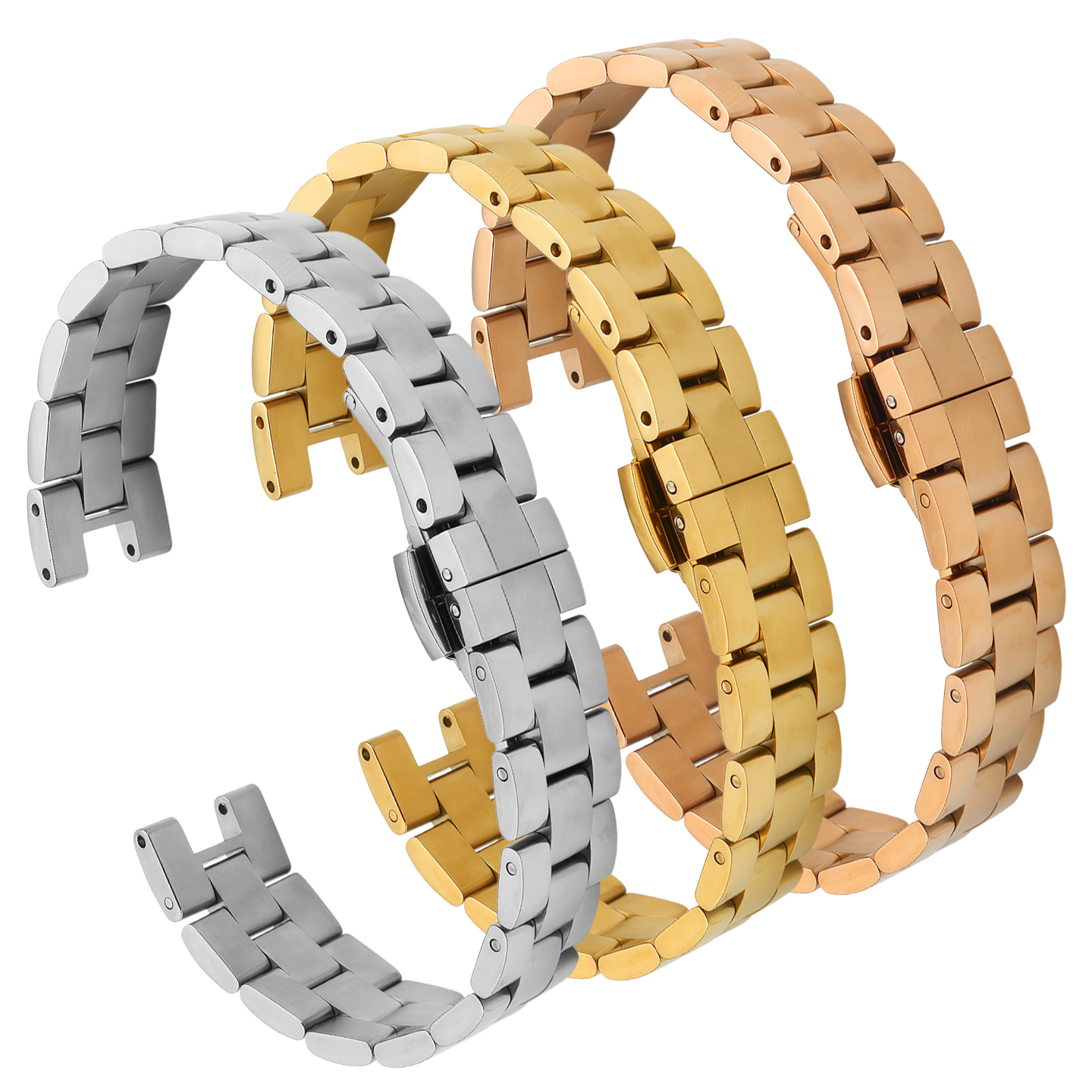 Stainless steel watch strap, 14 × 6 mm, compatible with the Fiyta Xinyan/TW ‘Little Petal’ notched strap