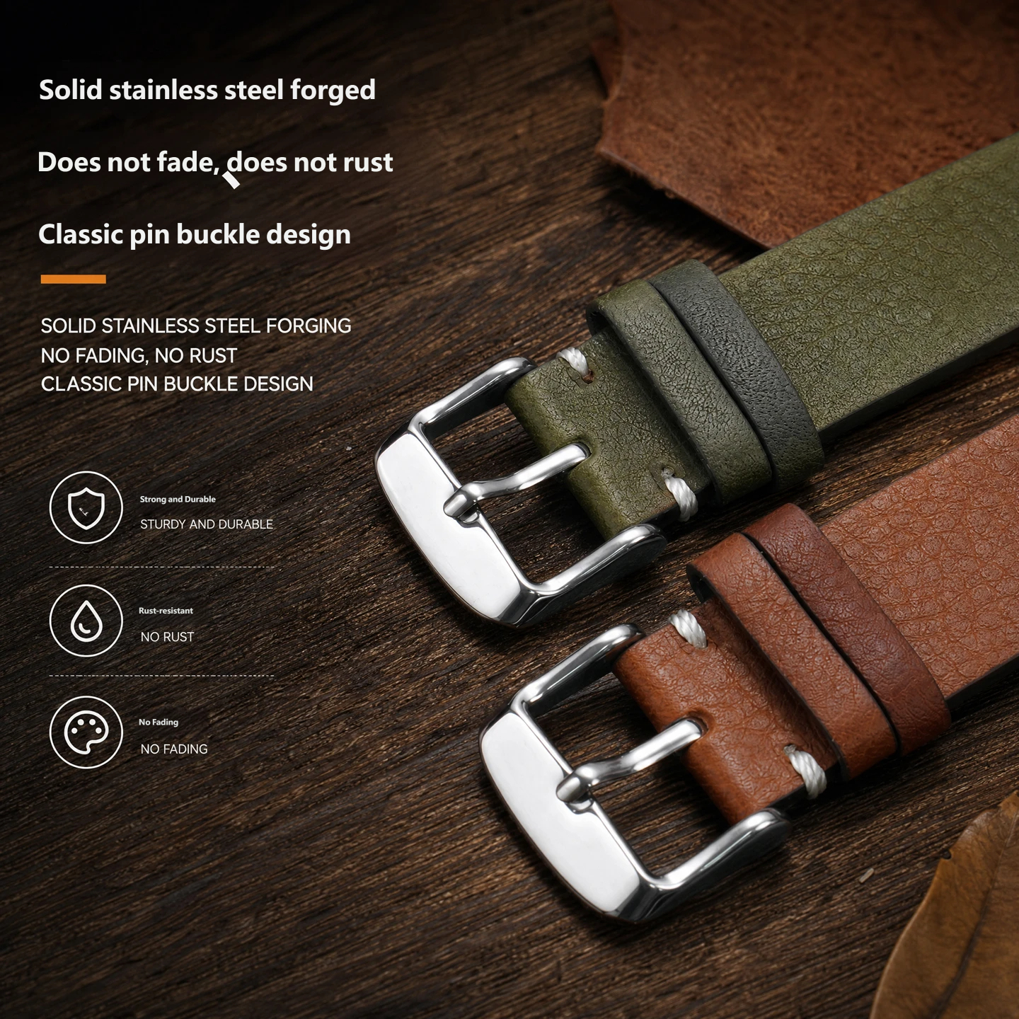 Compatible with Casio Forester FT-500WC AW-80V W89H vintage genuine leather strap, 19mm