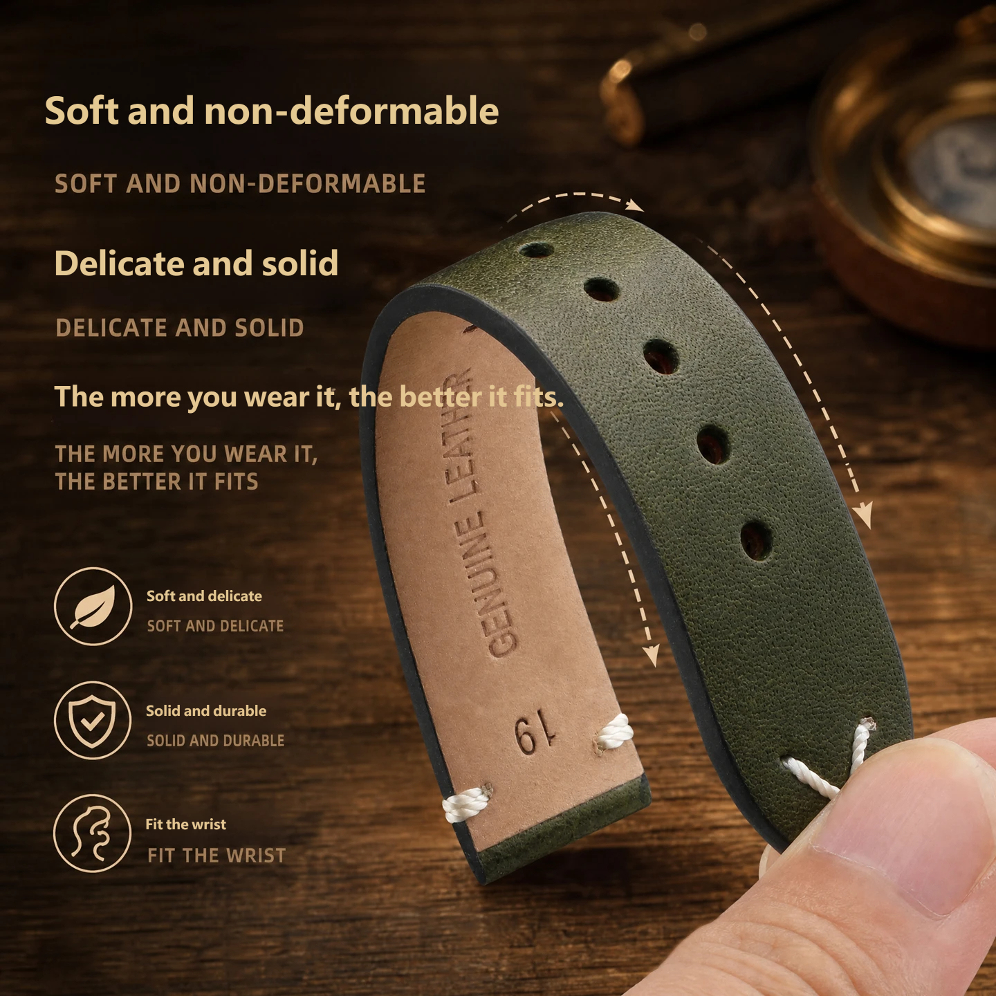 Compatible with Casio Forester FT-500WC AW-80V W89H vintage genuine leather strap, 19mm