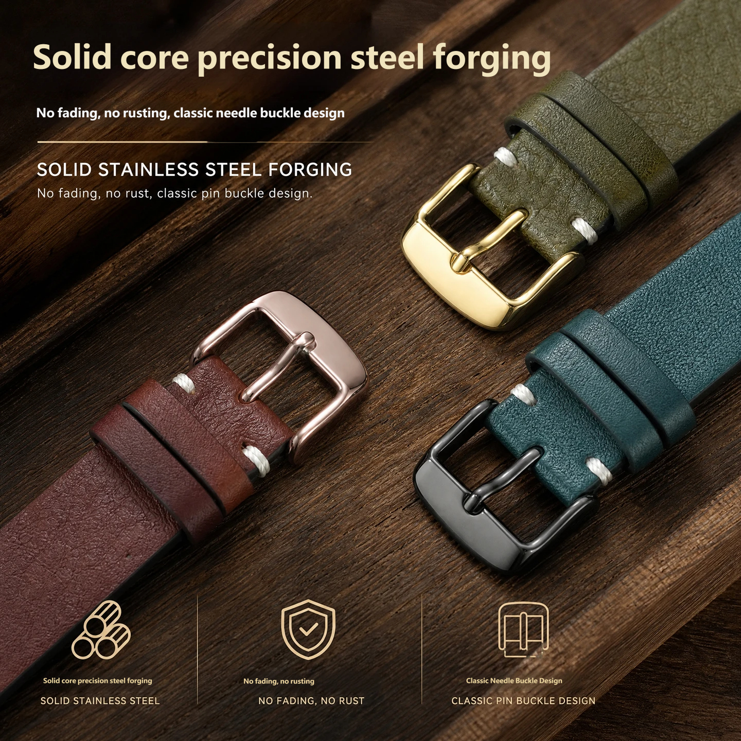 Retro genuine leather watch strap, 18mm, compatible with Casio A159/A158/A168/AE-1200 models