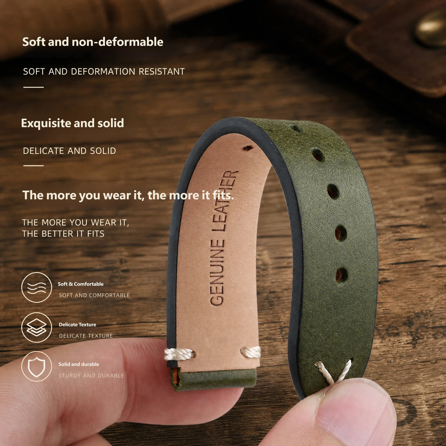 Retro genuine leather watch strap, 18mm, compatible with Casio A159/A158/A168/AE-1200 models