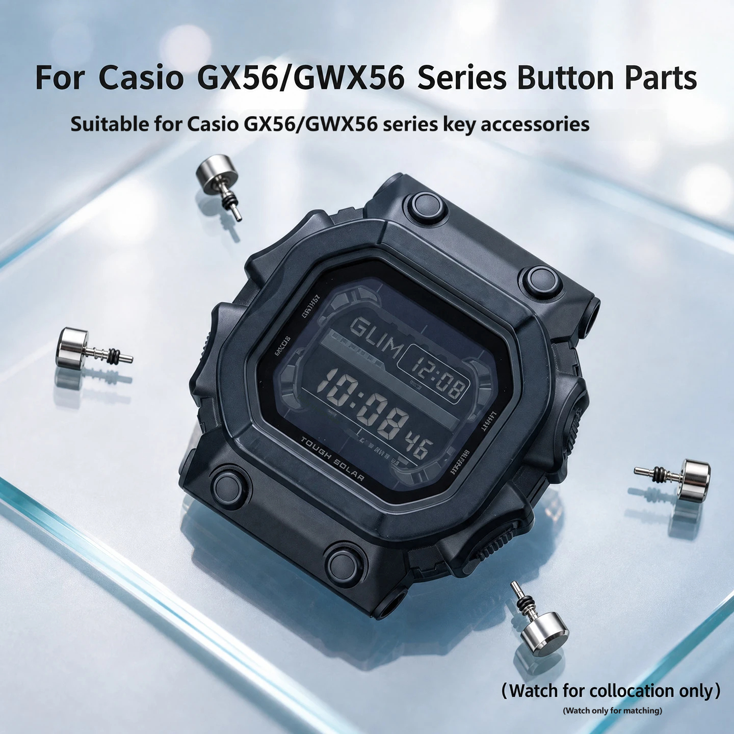 Spare parts for the buttons and pushers of Casio GX56/GWX56 series stainless steel watches