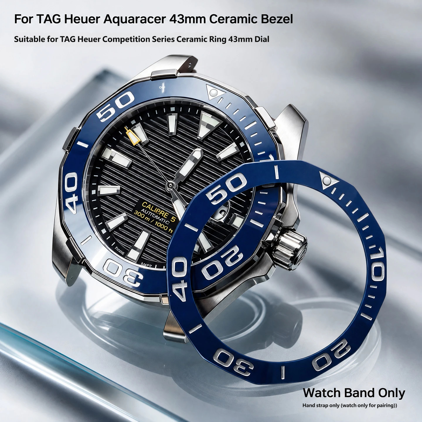 Replacement ceramic bezel for the TAG Heuer Competition Series 43mm dial