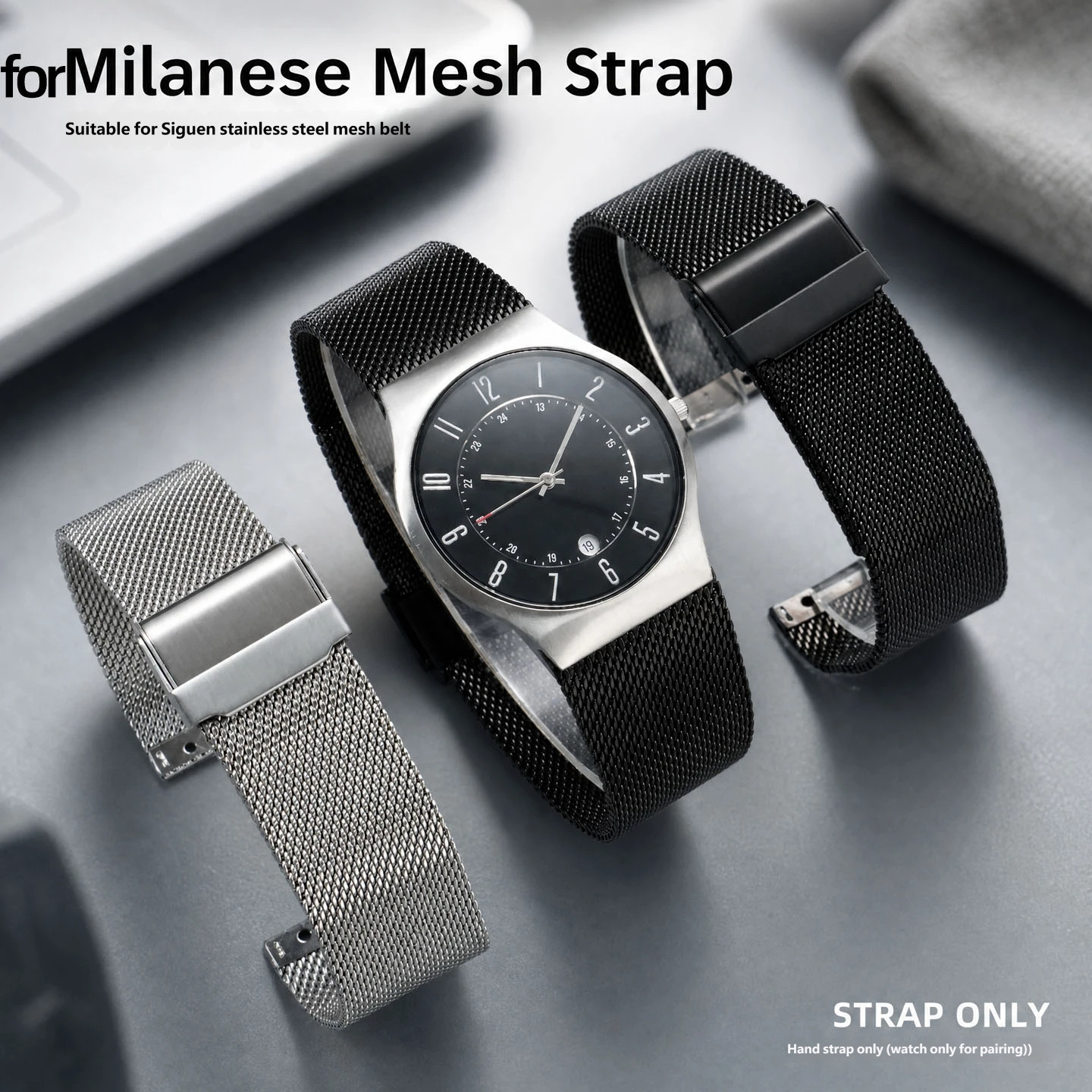 Compatible with Skagen 233XLTTM/TTN – 24mm stainless steel Milanese strap