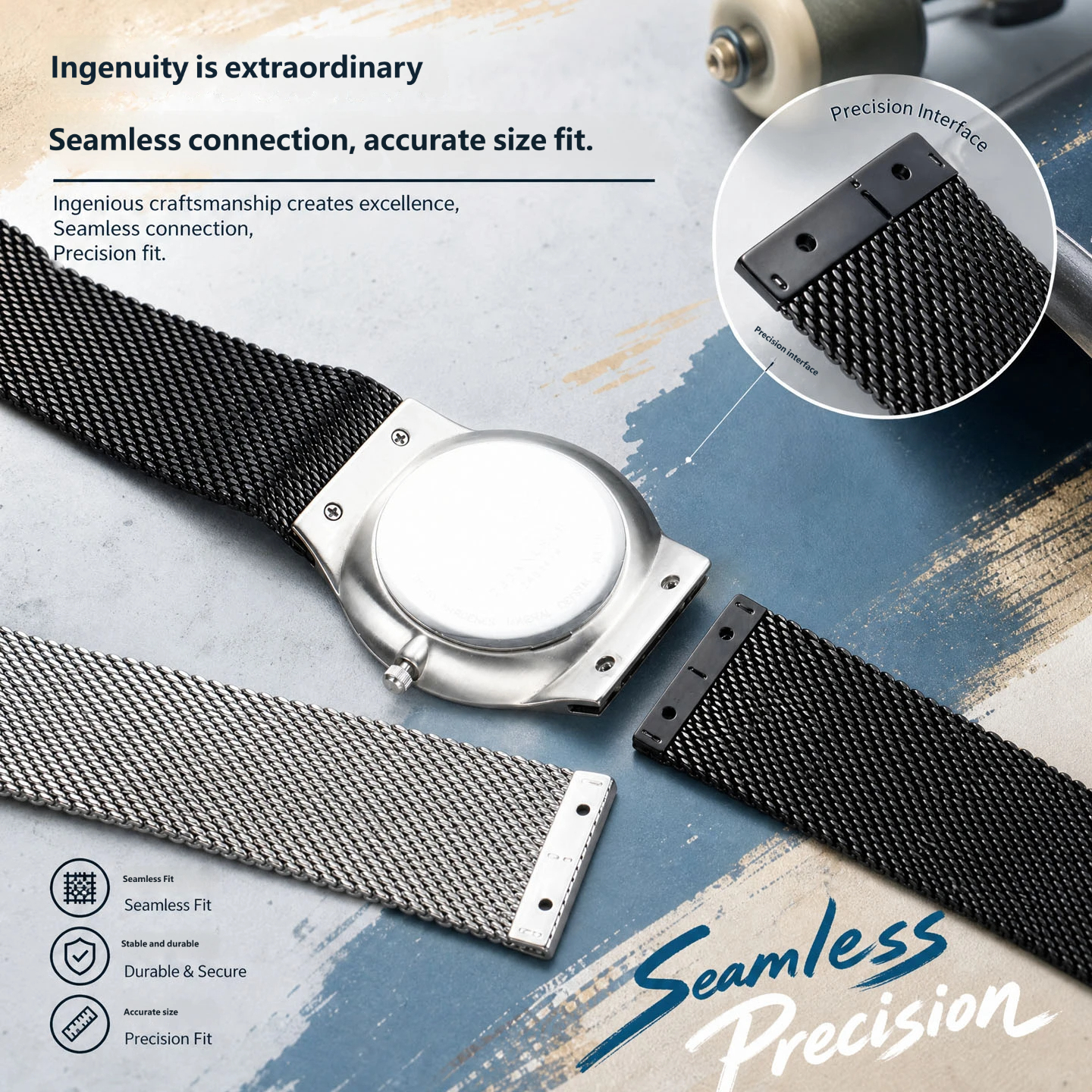 Compatible with Skagen 233XLTTM/TTN – 24mm stainless steel Milanese strap