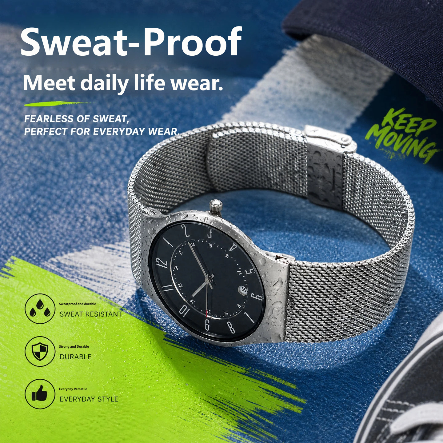 Compatible with Skagen 233XLTTM/TTN – 24mm stainless steel Milanese strap