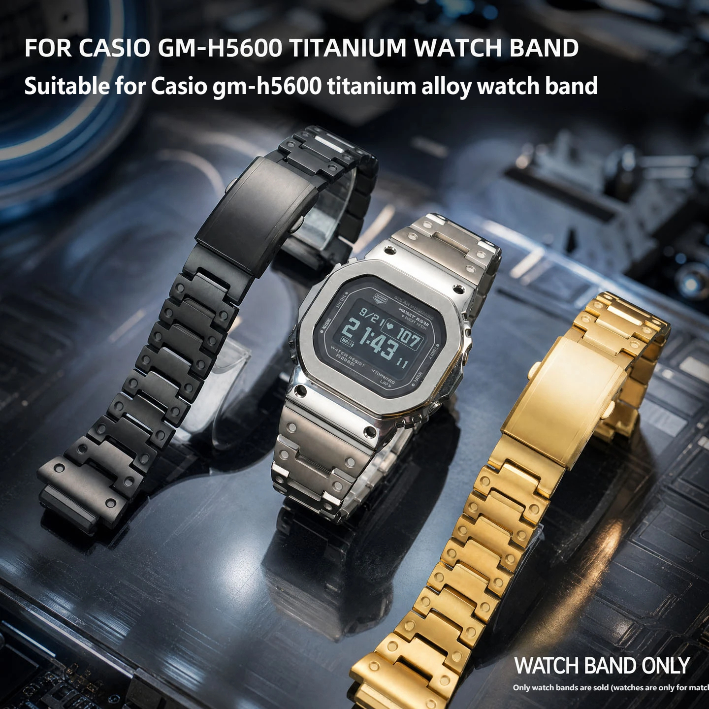 Compatible with the Casio GM-H5600 lightweight titanium alloy replacement watch strap, 18mm