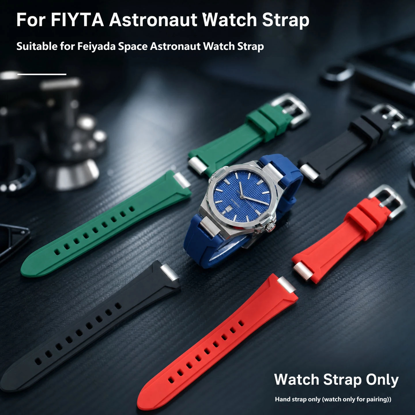 Replacement watch strap for Flyta Feiyada Aerospace Astronaut watches, made from waterproof and sweat-resistant rubber and silicone