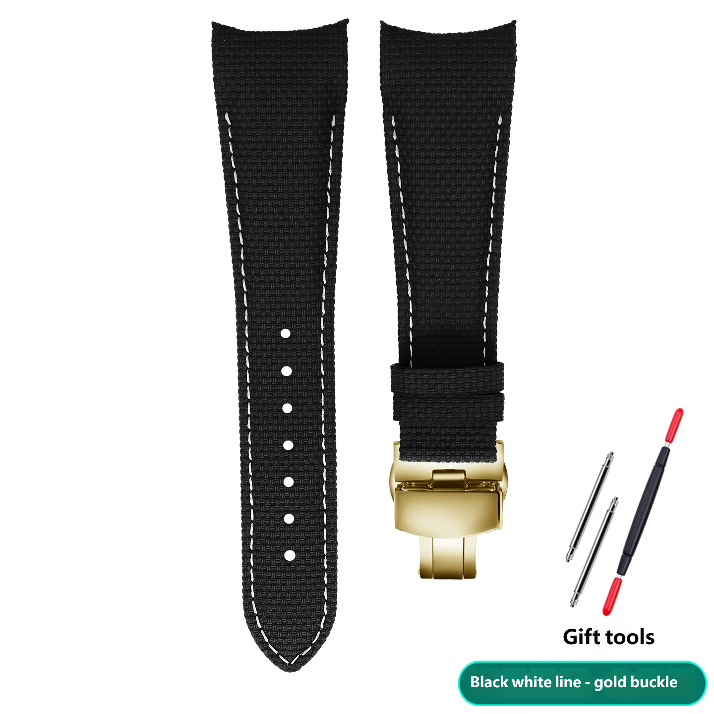 Suitable for the Versace V-Sport II series VE130015/160017 curved-end fluororubber watch strap, 24 mm