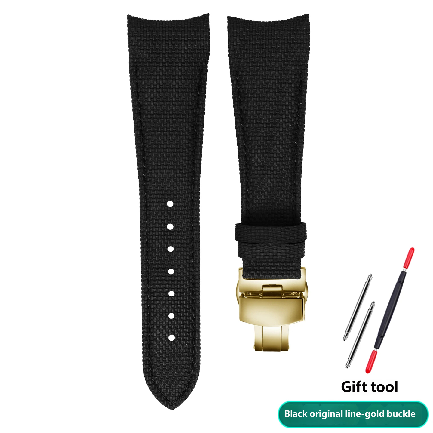 Suitable for the Versace V-Sport II series VE130015/160017 curved-end fluororubber watch strap, 24 mm