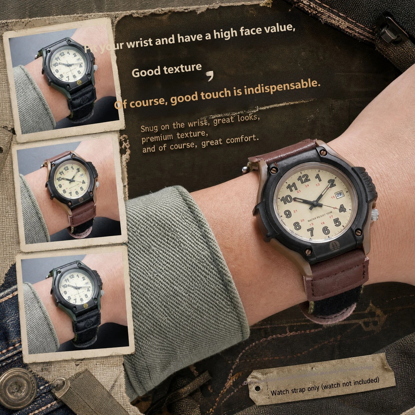 Suitable for the Casio Forester FT-500WC, AW-80V and W-89H models with Velcro nylon straps