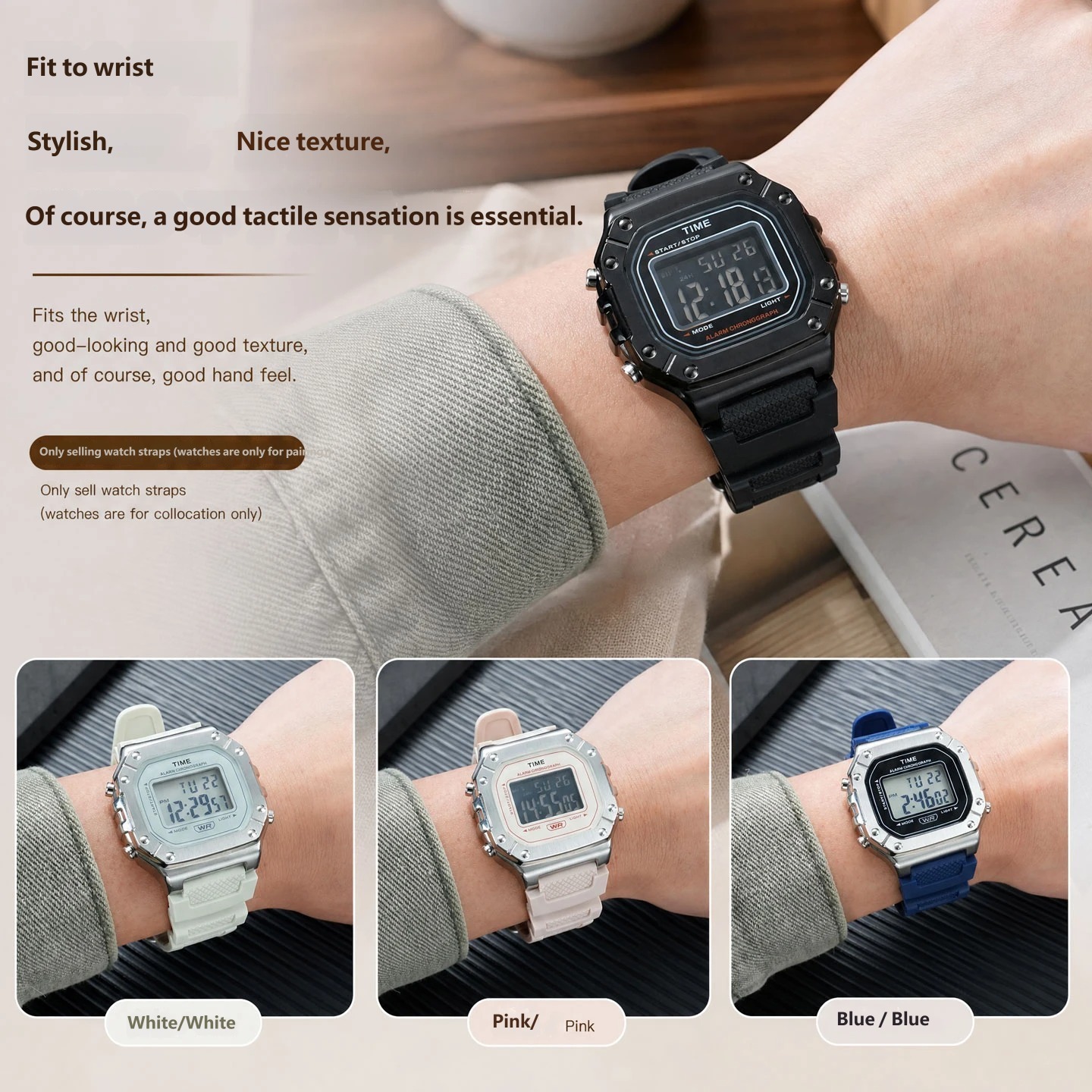 Compatible with the Casio W-218H: Stainless steel case and resin strap conversion set