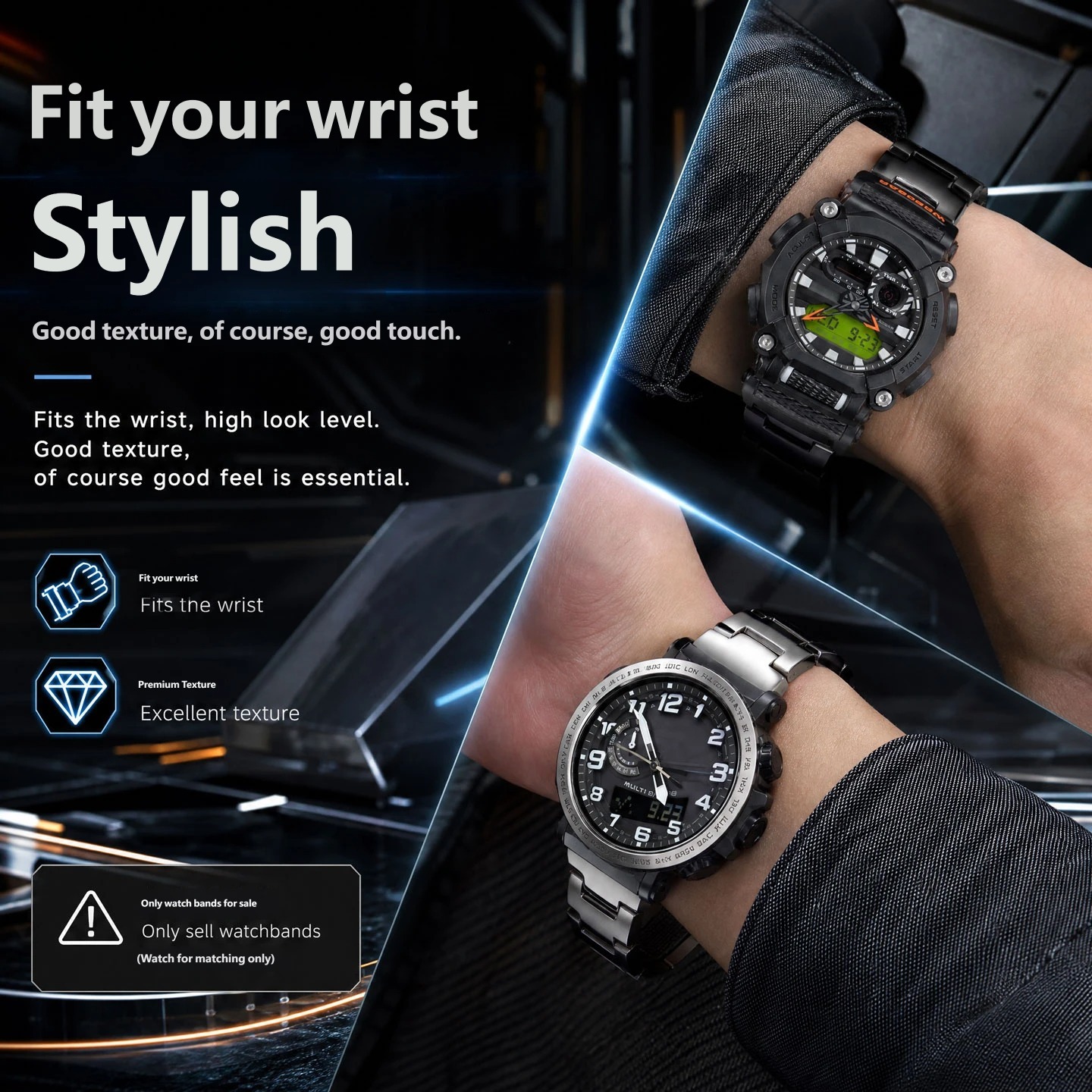 Compatible with Casio PRW-6600/PRG-600/GA-900 titanium watch straps