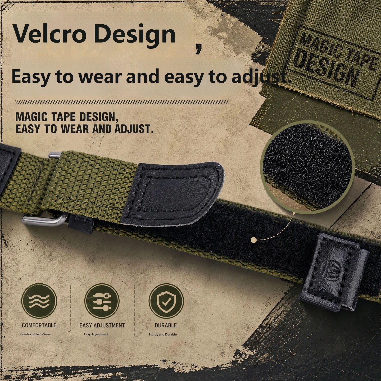 Suitable for the Casio Forester FT-500WC, AW-80V and W-89H models with Velcro nylon straps