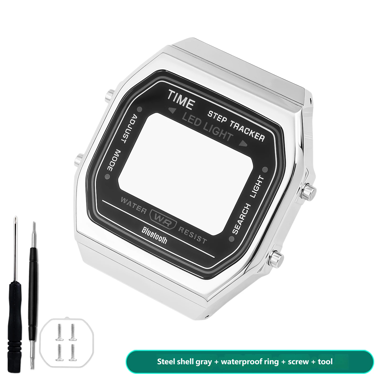 Compatible with the Casio ABL-100 series: a customised stainless steel case and strap set