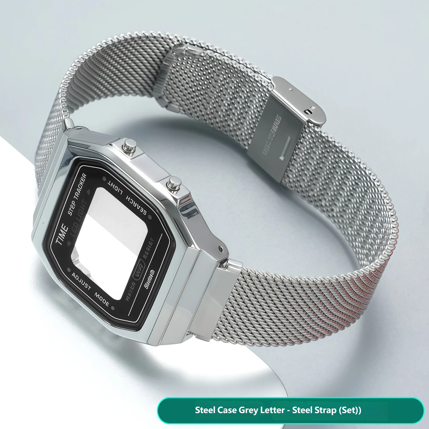 Compatible with the Casio ABL-100 series: a customised stainless steel case and strap set