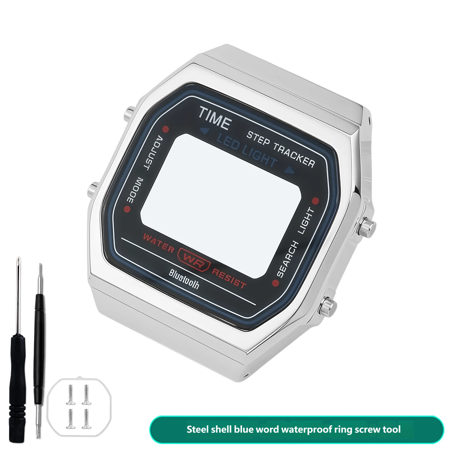 Compatible with the Casio ABL-100 series: a customised stainless steel case and strap set