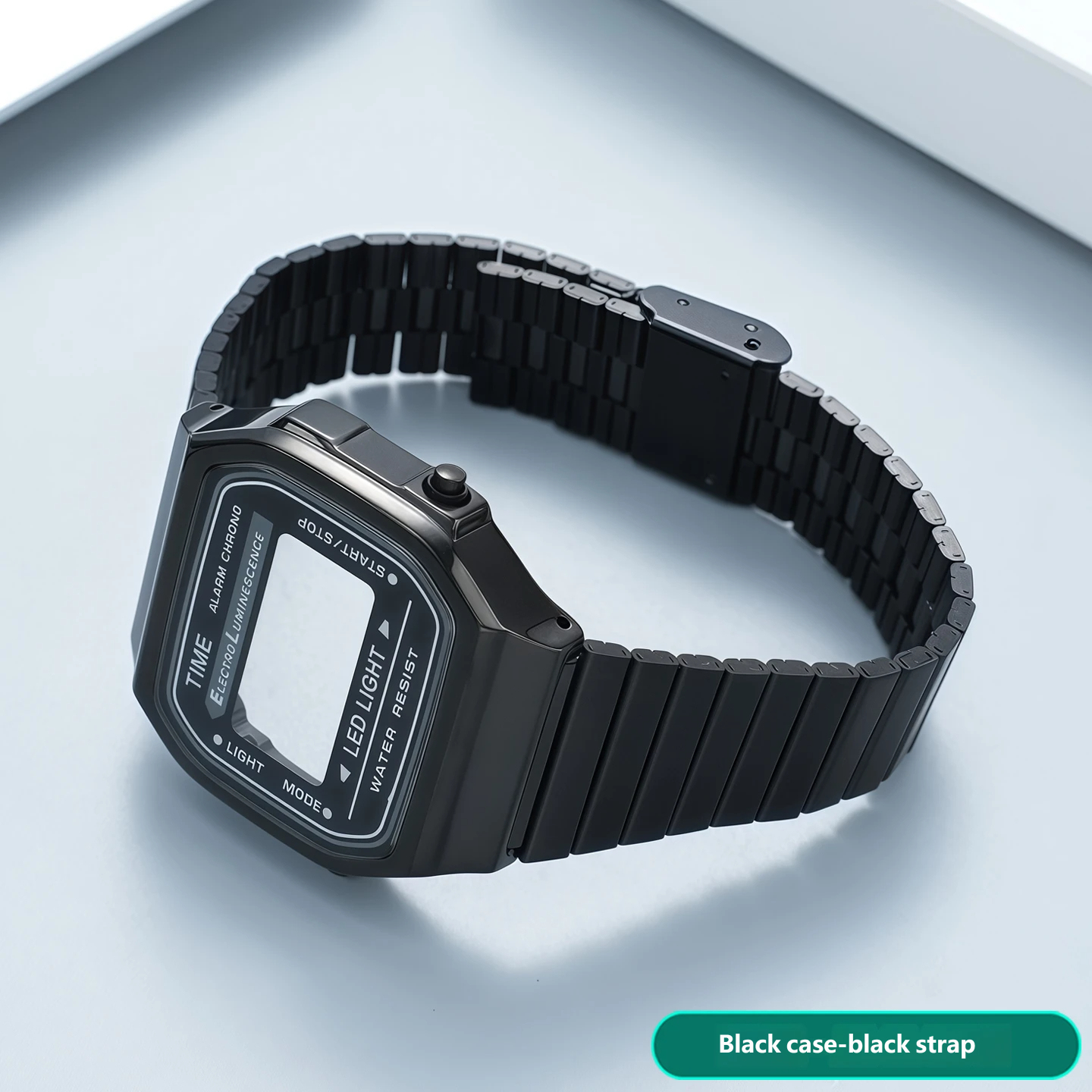 Compatible with the Casio A168 ‘Little Square’ – a stainless steel case and strap set