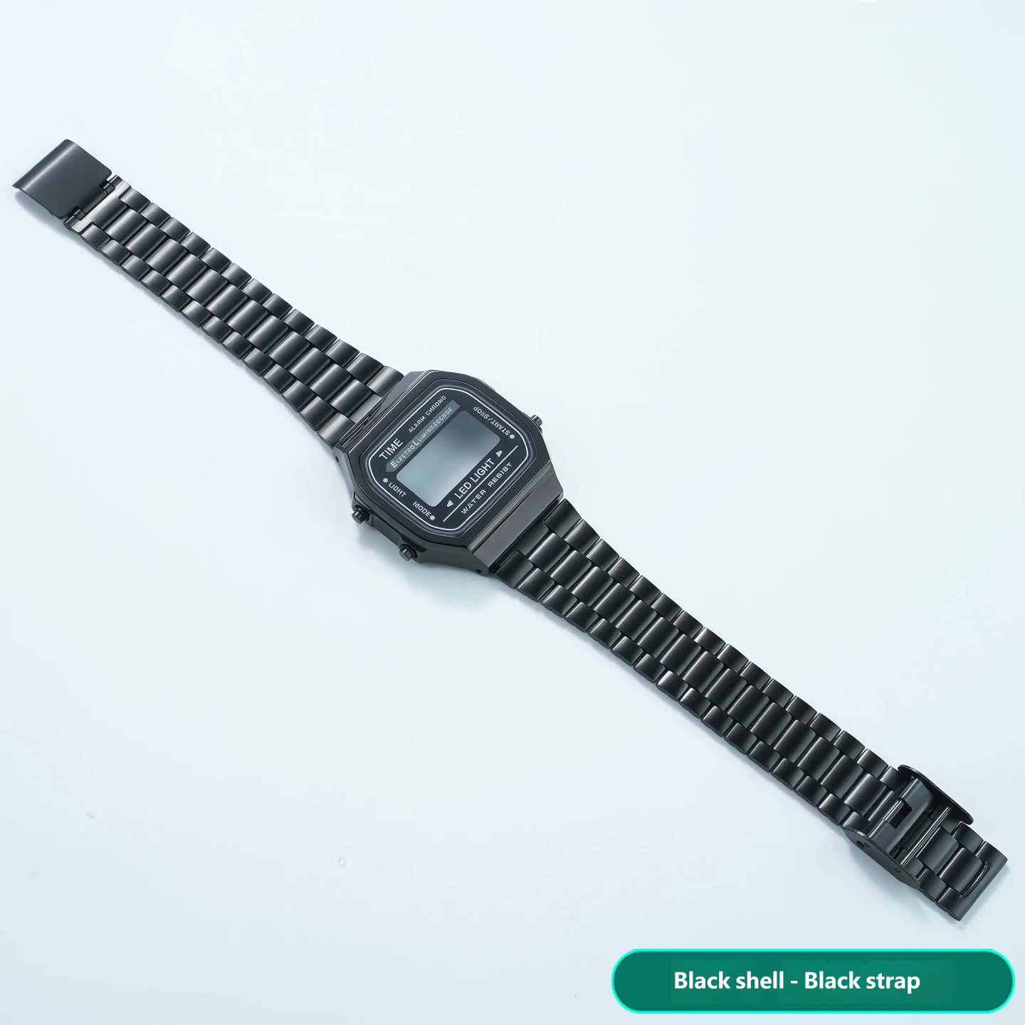 Compatible with the Casio A168 ‘Little Square’ – a stainless steel case and strap set