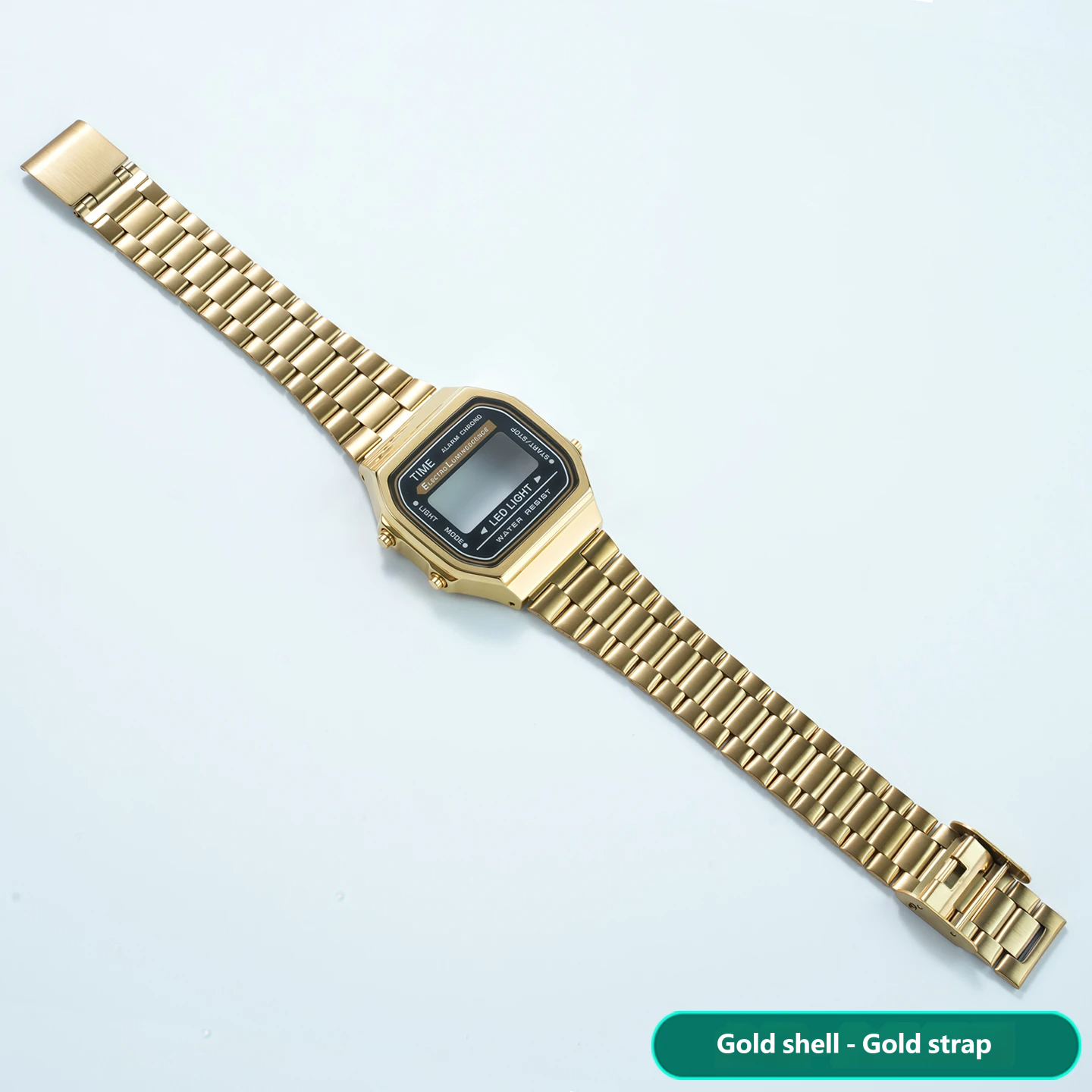 Compatible with the Casio A168 ‘Little Square’ – a stainless steel case and strap set