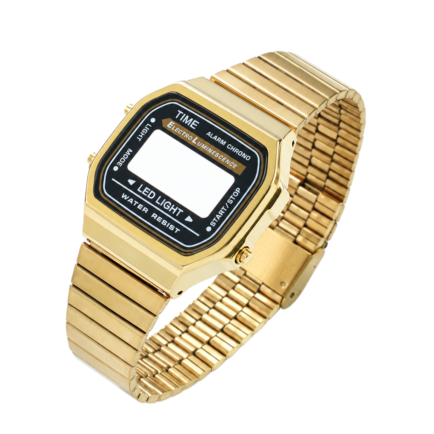 Compatible with the Casio A168 ‘Little Square’ – a stainless steel case and strap set