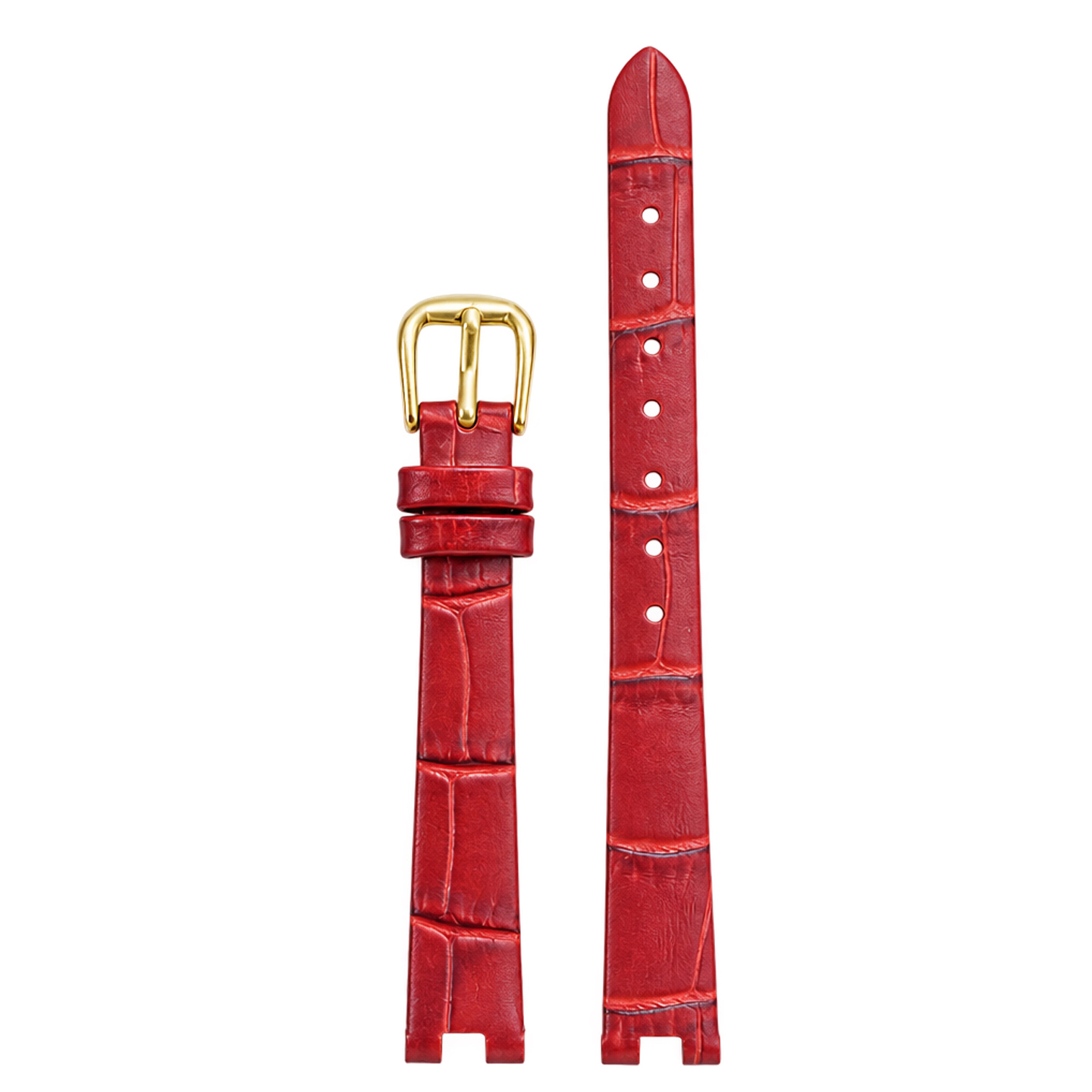 Retro genuine cowhide leather watch strap, 10 × 8 mm, designed to fit the Fiyta ‘Little Gold’ watch with a recessed bezel