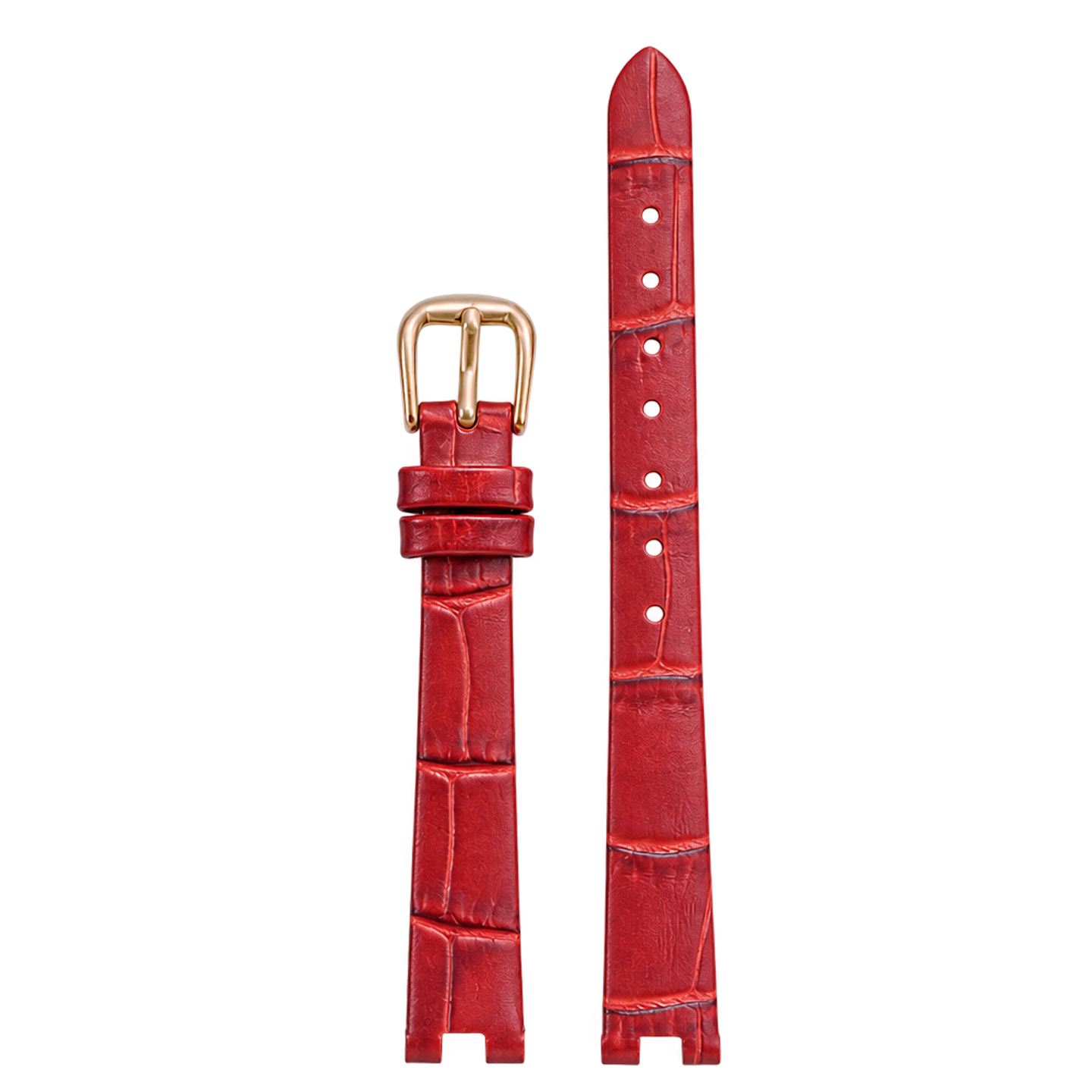 Retro genuine cowhide leather watch strap, 10 × 8 mm, designed to fit the Fiyta ‘Little Gold’ watch with a recessed bezel