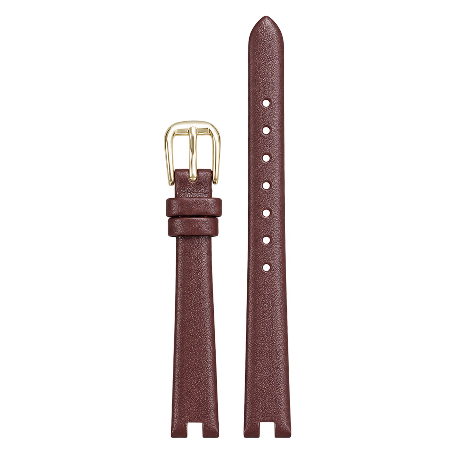 Retro genuine cowhide leather watch strap, 10 × 8 mm, designed to fit the Fiyta ‘Little Gold’ watch with a recessed bezel