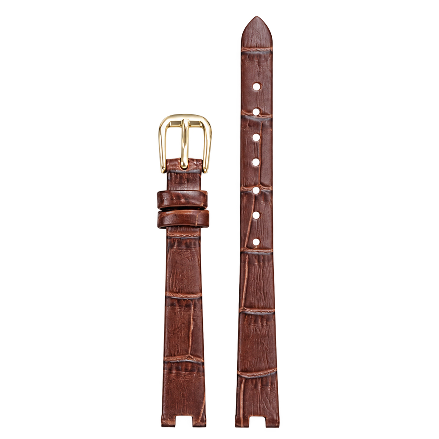Retro genuine cowhide leather watch strap, 10 × 8 mm, designed to fit the Fiyta ‘Little Gold’ watch with a recessed bezel