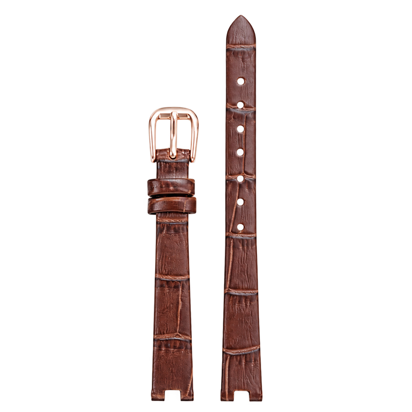 Retro genuine cowhide leather watch strap, 10 × 8 mm, designed to fit the Fiyta ‘Little Gold’ watch with a recessed bezel
