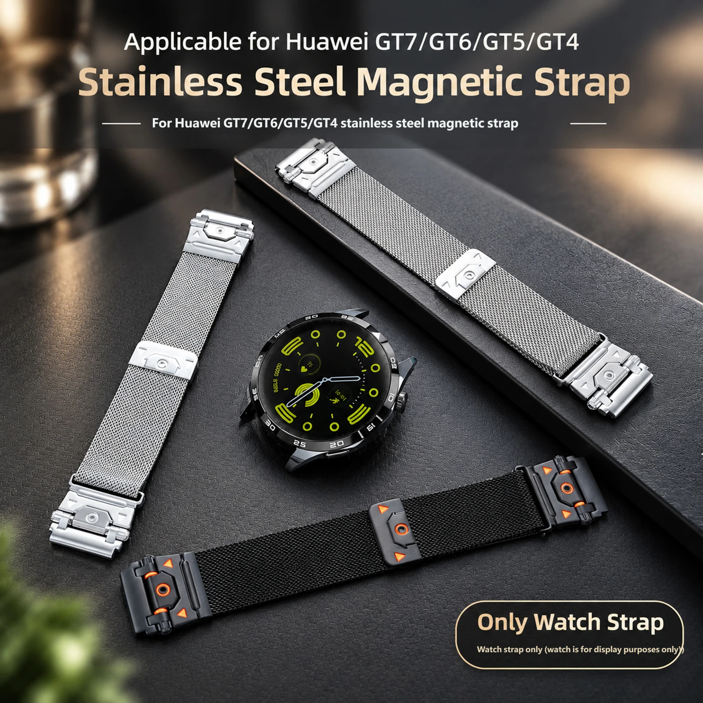 Magnetic strap made from high-grade stainless steel, compatible with Huawei GT7/GT6/GT5/GT4, 22mm