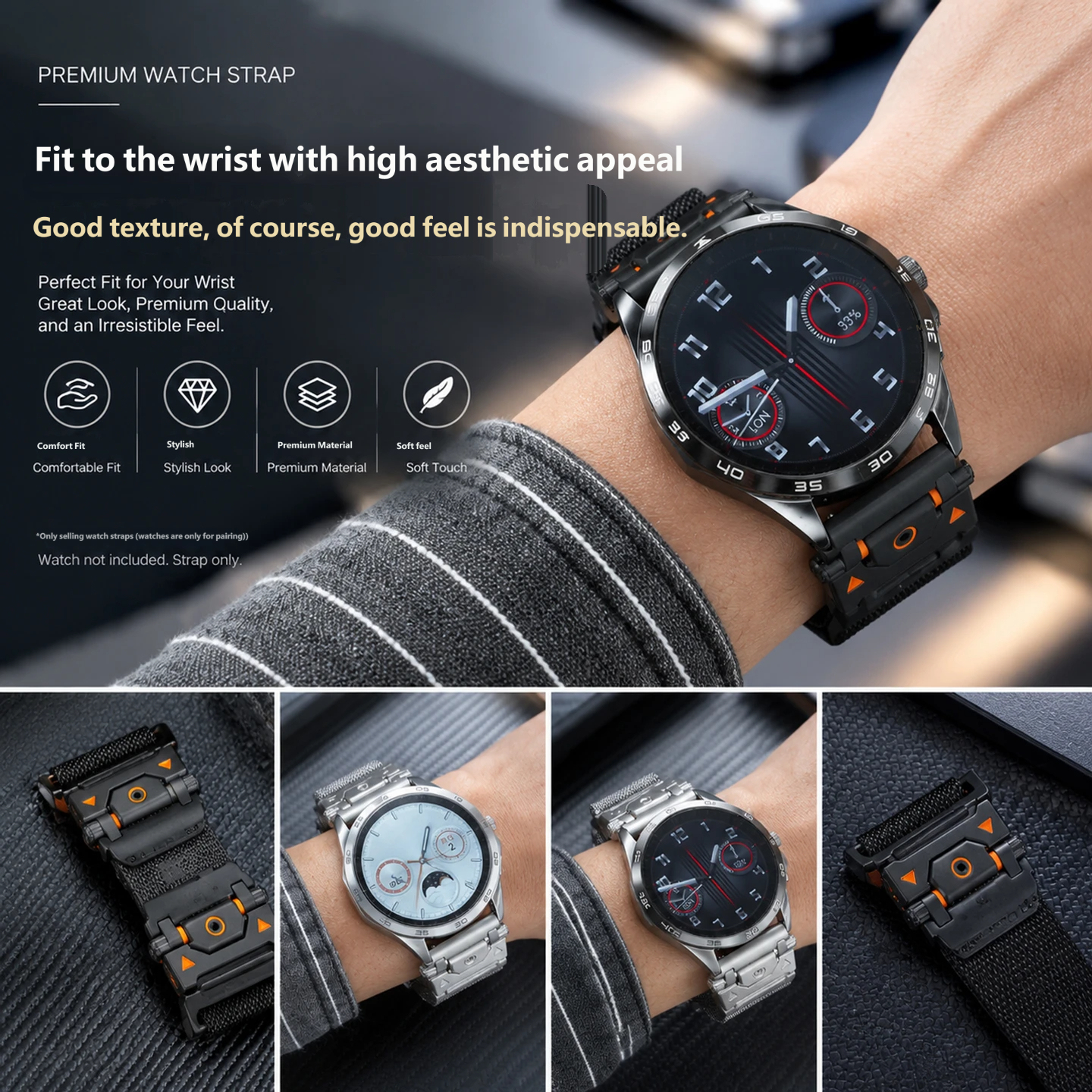 Magnetic strap made from high-grade stainless steel, compatible with Huawei GT7/GT6/GT5/GT4, 22mm