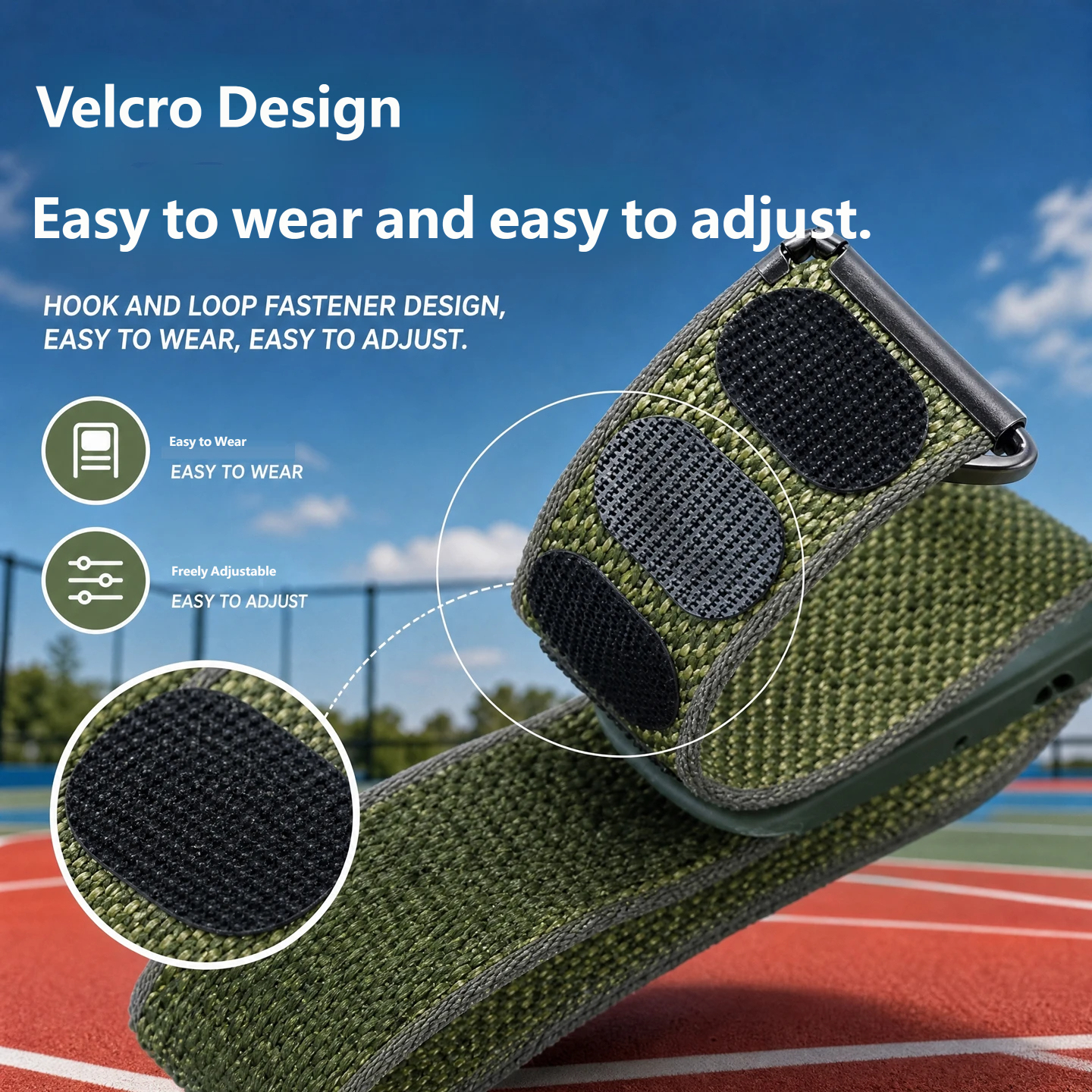 Replacement Velcro nylon canvas loop watch strap for the Google Fitbit Air fitness tracker
