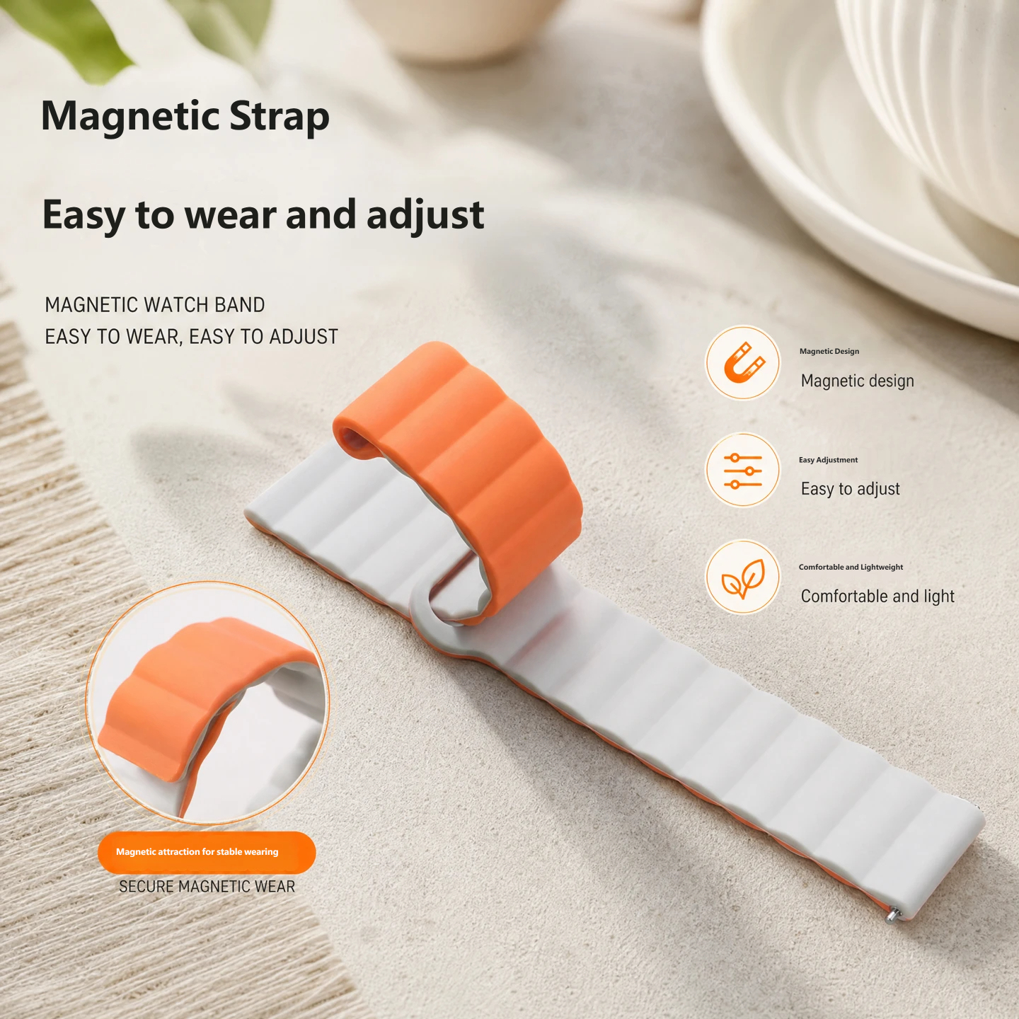 Compatible with Fiyta Four-Leaf Clover Language of Flowers Series quick-release silicone magnetic watch straps, 14 16 mm