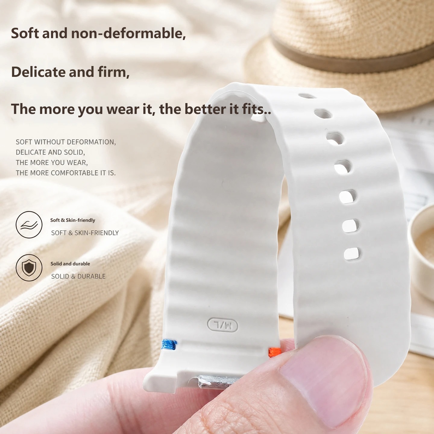 Replacement watch strap for the Samsung Watch 8/9, made from soft, skin-friendly rubber and silicone