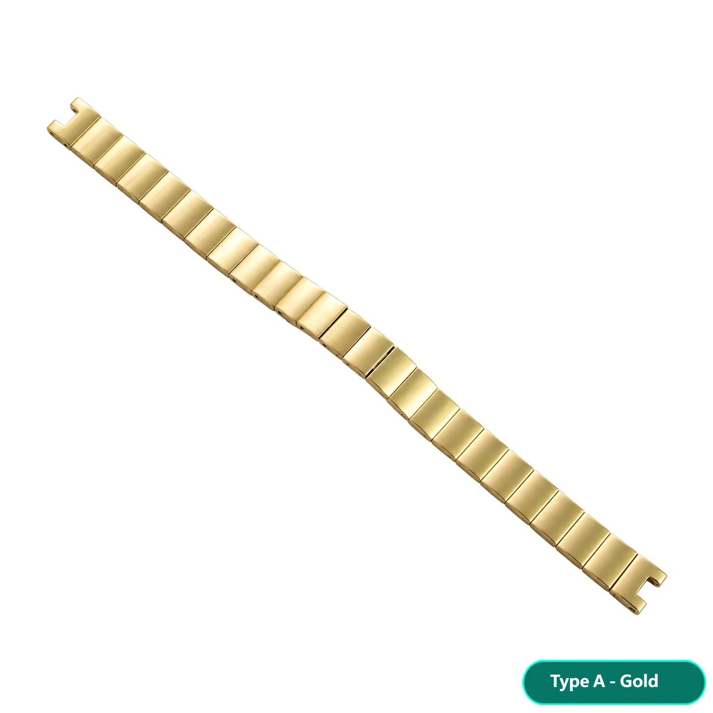 Stainless steel watch strap, 10 × 4 mm, designed to fit the Fiyta ‘Little Gold’ watch with a recessed buckle