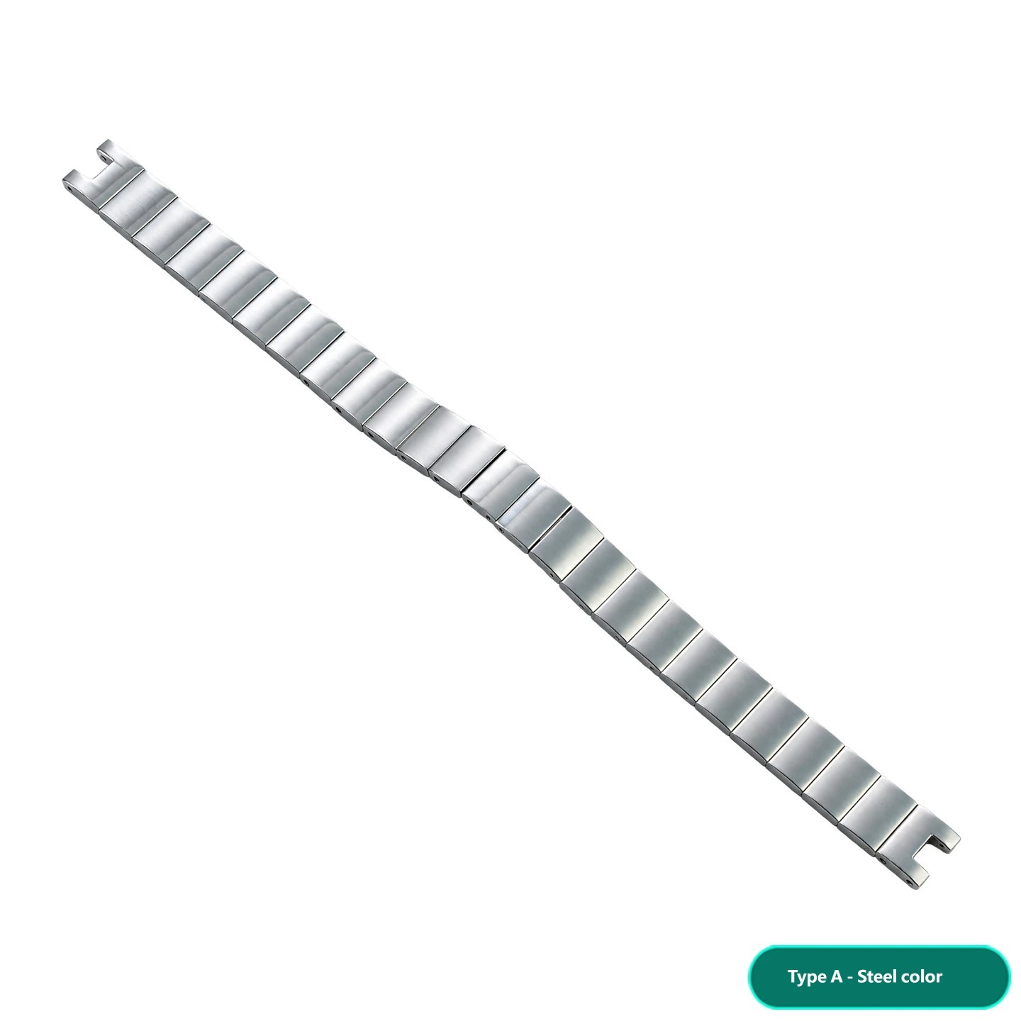 Stainless steel watch strap, 10 × 4 mm, designed to fit the Fiyta ‘Little Gold’ watch with a recessed buckle