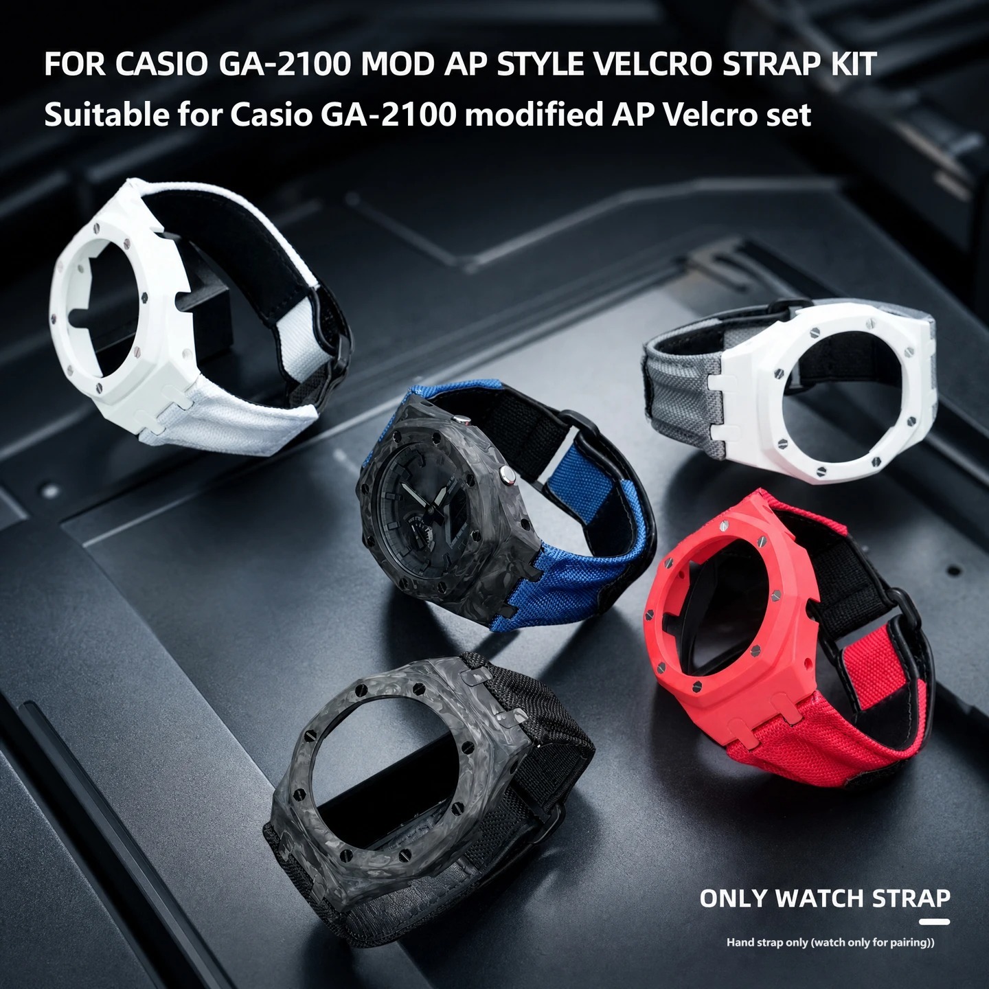 Fits the Casio Farmhouse Oak GA-2100 Carbon Fibre Case and Nylon Velcro Strap Set
