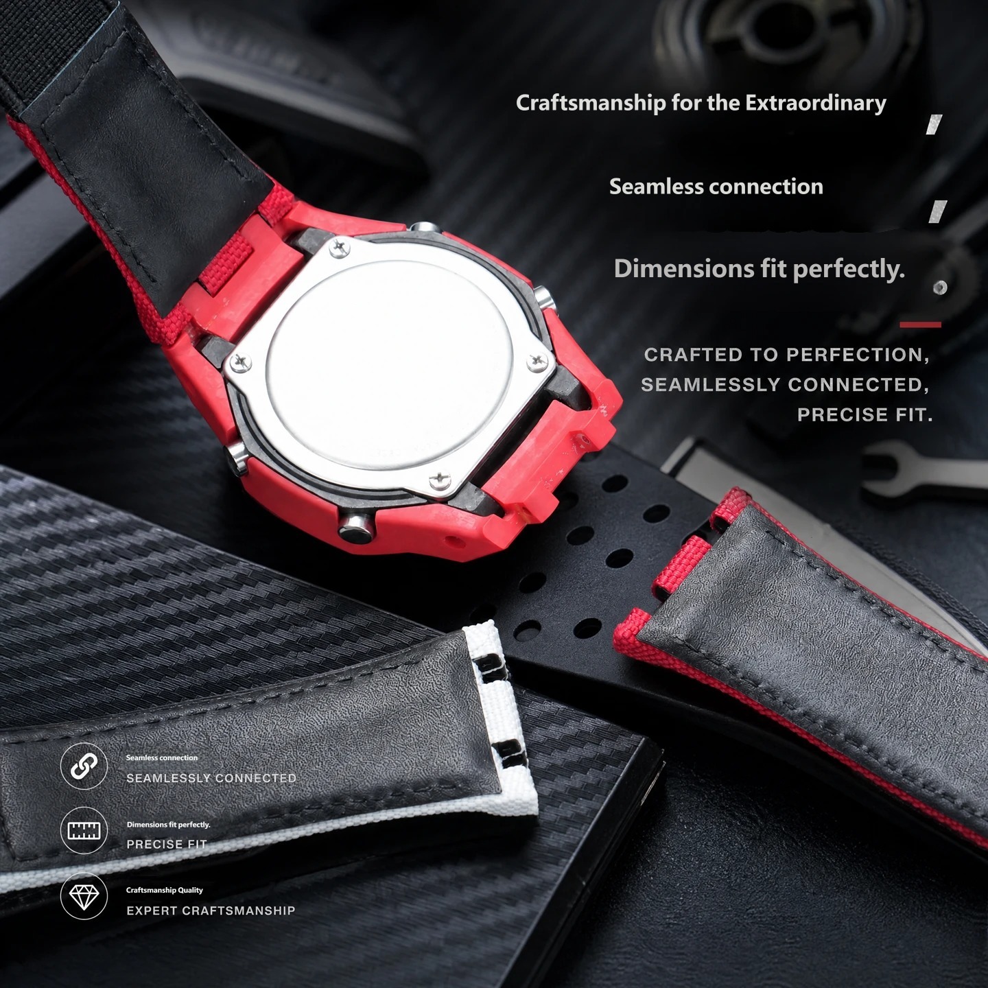 Fits the Casio Farmhouse Oak GA-2100 Carbon Fibre Case and Nylon Velcro Strap Set