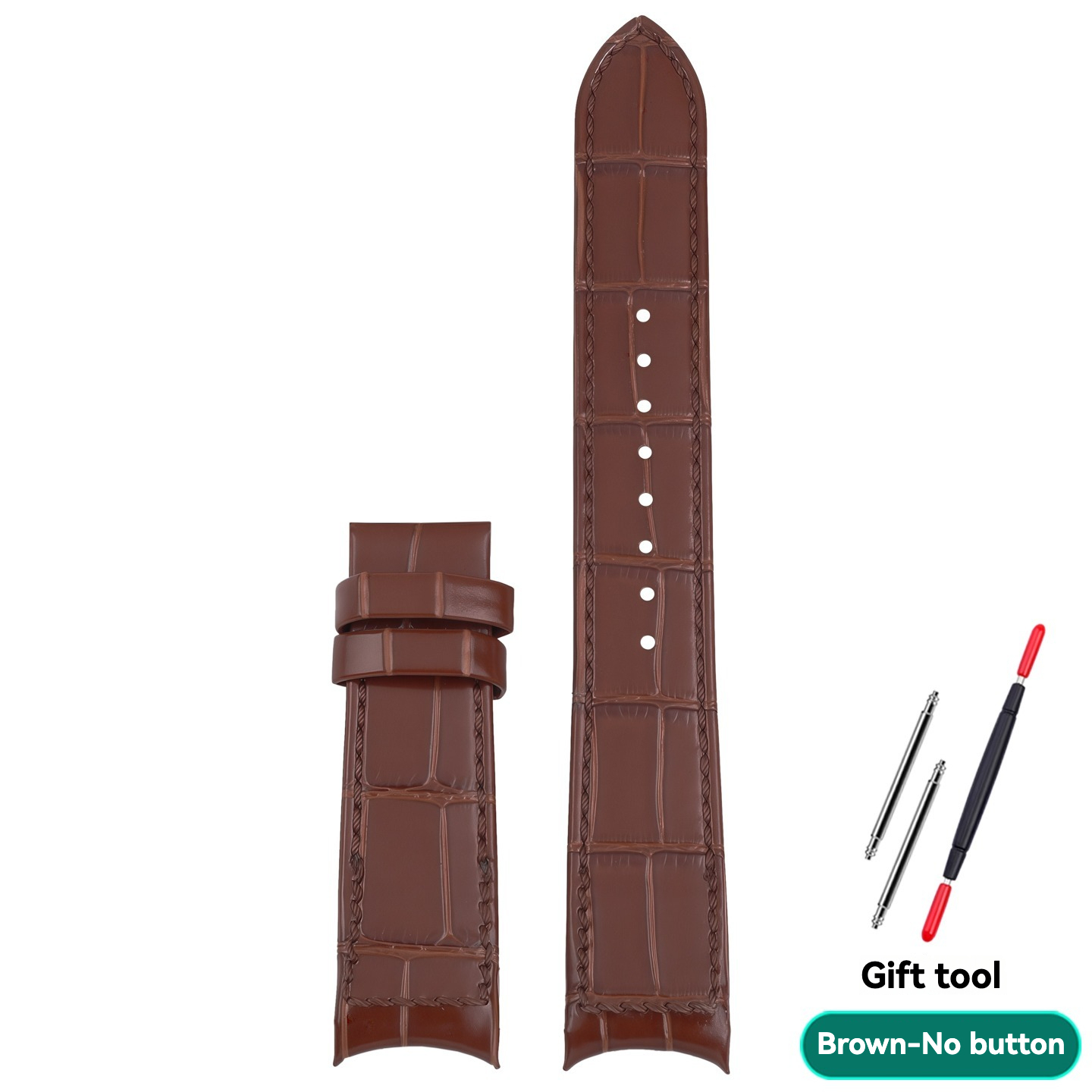 Genuine Leather Watch Strap with Curved Ends, 20 mm, Specifically Designed for Seiko Strap Series SNP-001/003/005