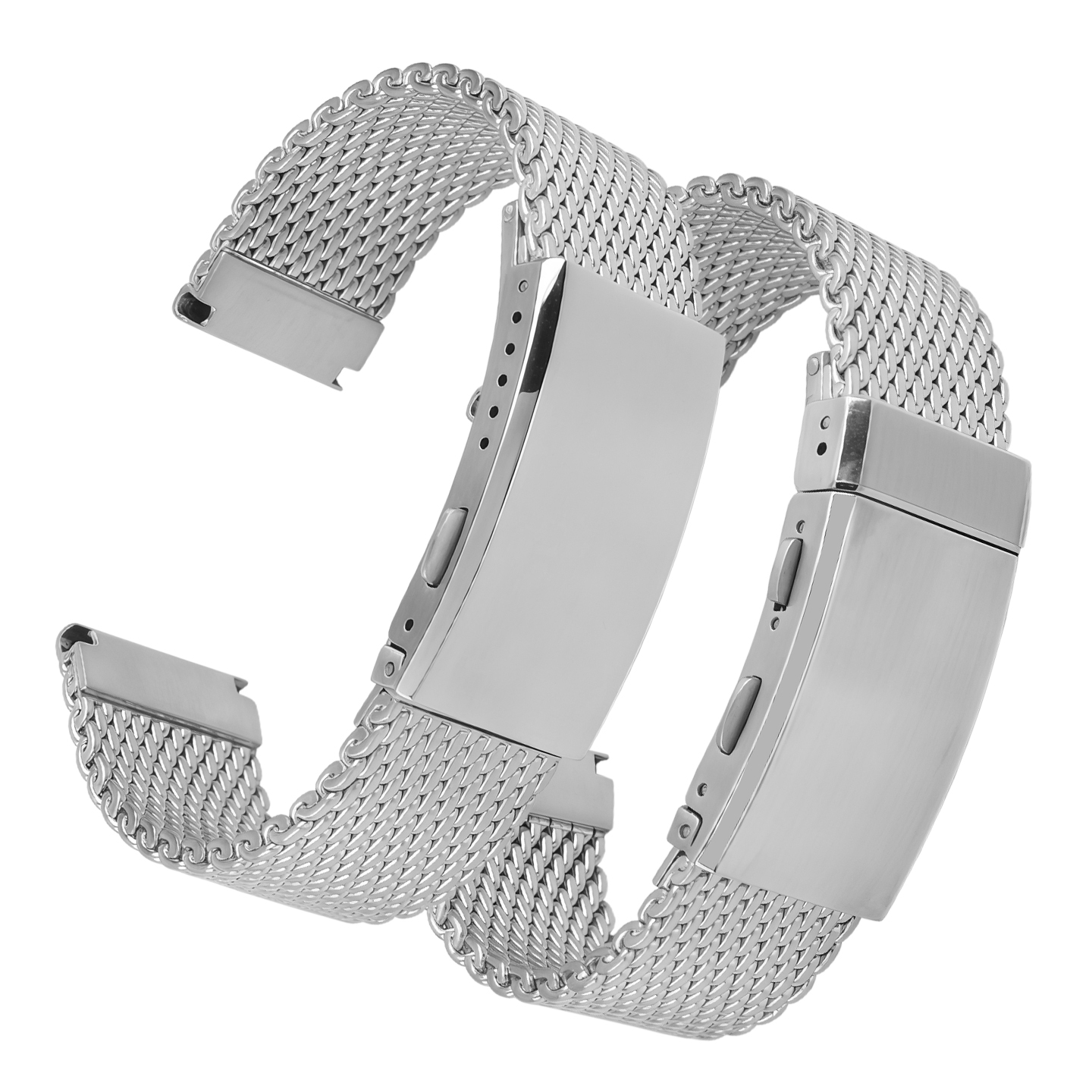 Universal Flat-End Mesh Strap Compatible with Omega, Longines, and IWC Series Coarse-Mesh Stainless Steel Watch Straps and Bracelets
